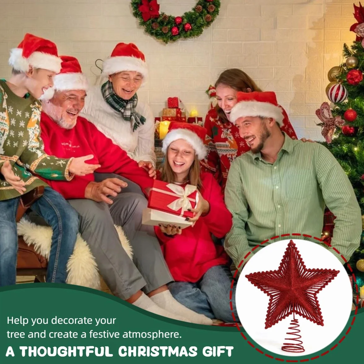 Estrella de Cinco Puntas Rojo 20cm Topper para Árbol de Navidad