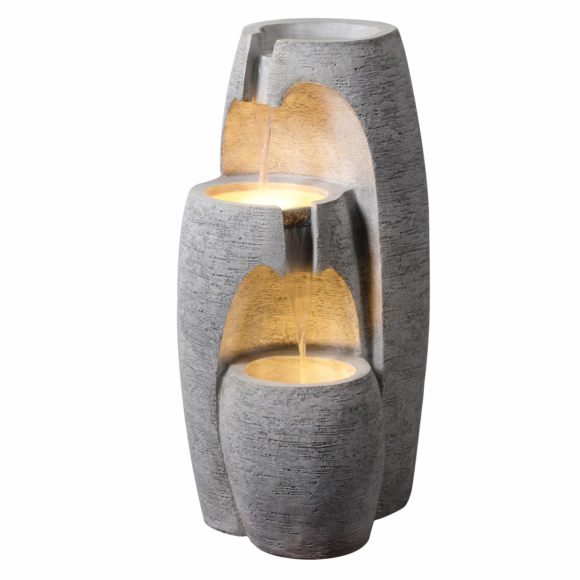 Teamson Home Fuente 3 Niveles LED Suave Acabado Piedra Resistente para Jardines y Exteriores