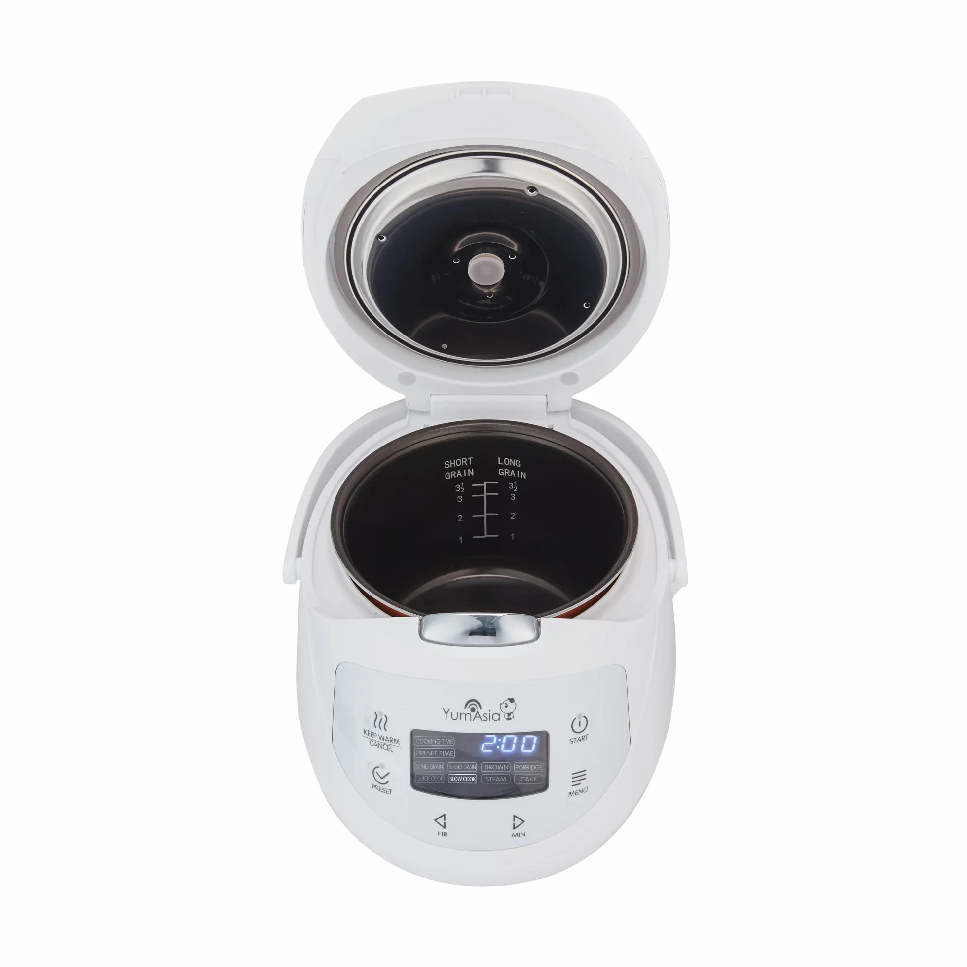Yum Asia Panda Mini arrocera con cuenco de cerámica Ninja y lógica difusa avanzada (3,5 tazas, 0,63 litros) 4 funciones de arroz, 4 funciones de multicocina 220-240V (Arctic White)