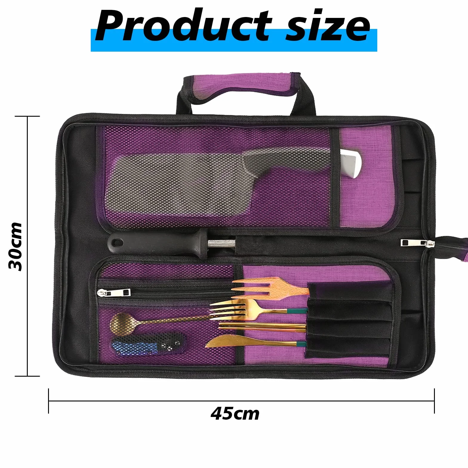 Qchengsan Bolsa Enrollable para Cuchillos de Chef Oxford, 13 Ranuras, Portátil