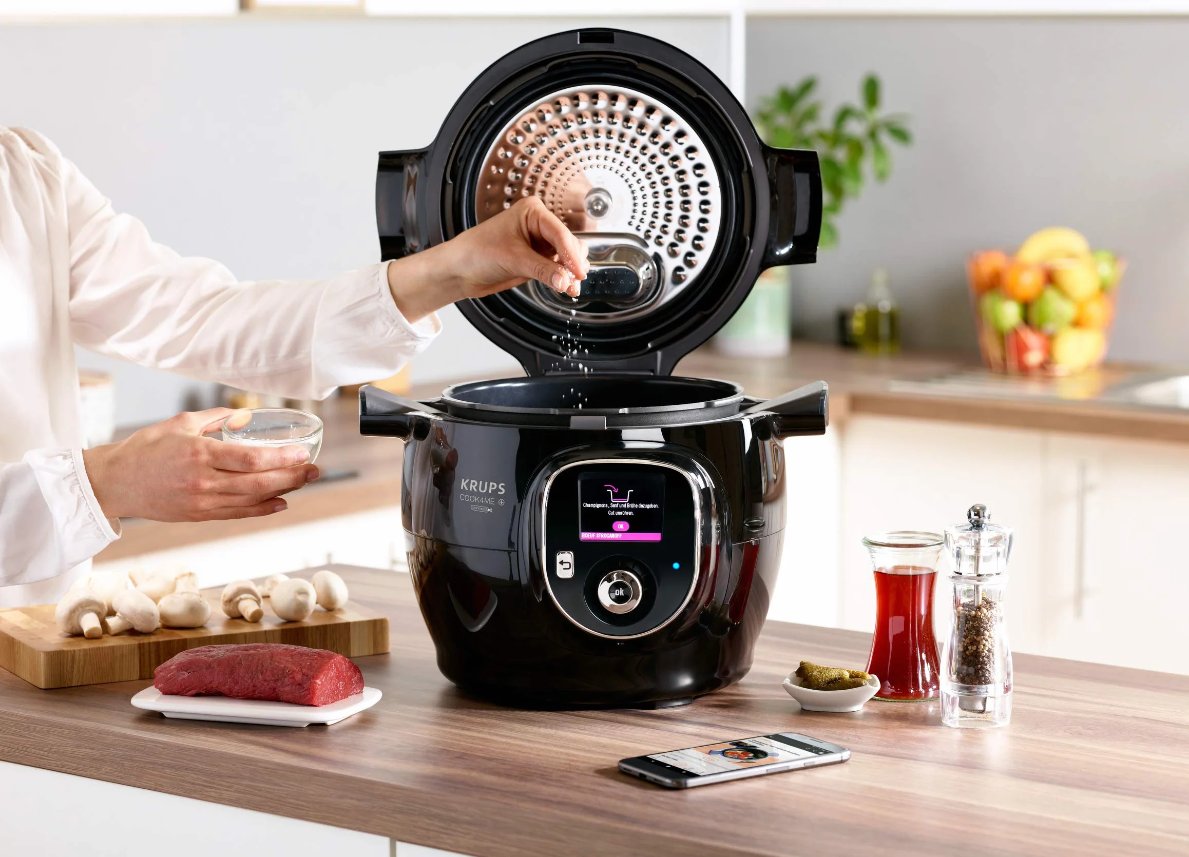 Krups CZ7158 Cook4Me+ Connect Robot de cocina 1600W olla a presión eléctrica 4 litros negro gris