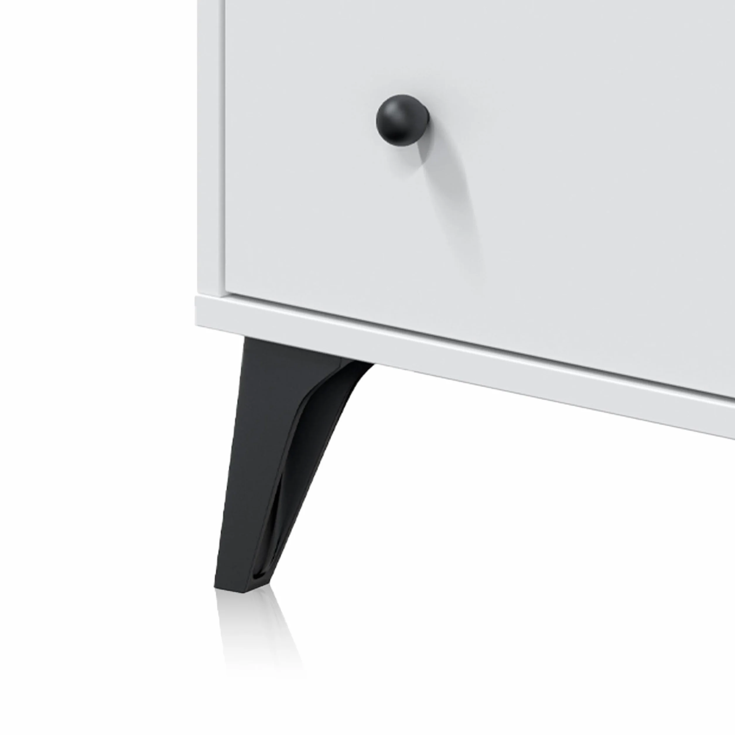 duehome | Comoda de 4 Cajones para Dormitorio, Cajonera Dormitorio, Modelo Iconic, Acabado en Blanco Artik y Negro, Medidas: 77,5 cm (Largo) x 95 cm (Alto) x 40 cm (Fondo)