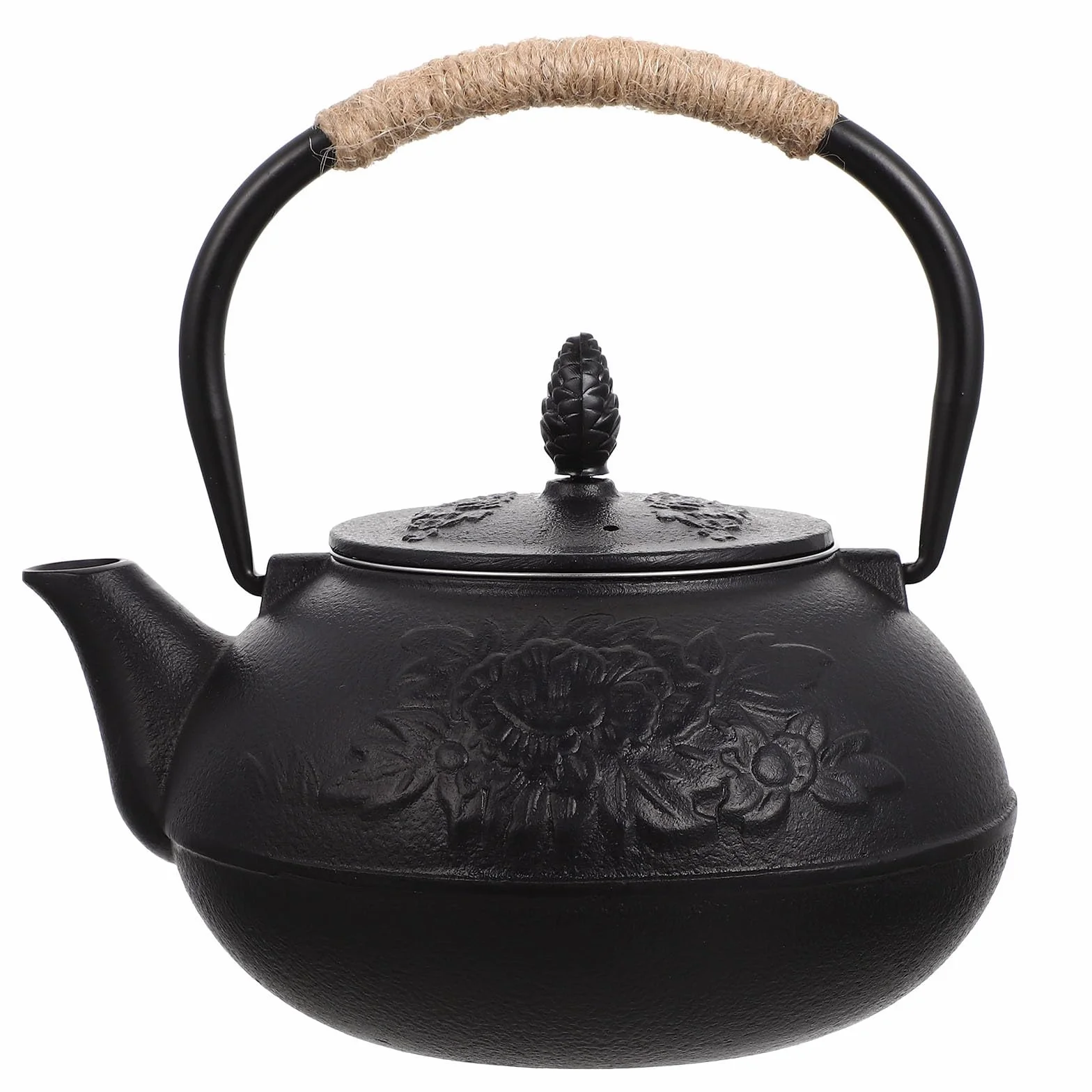 Tetera de Hierro Fundido 0, 9 L Negra Tapa para Estufa | Calentado Doméstico, 900ml de Capacidad, Diseño Cuidado y Acabado Preciso