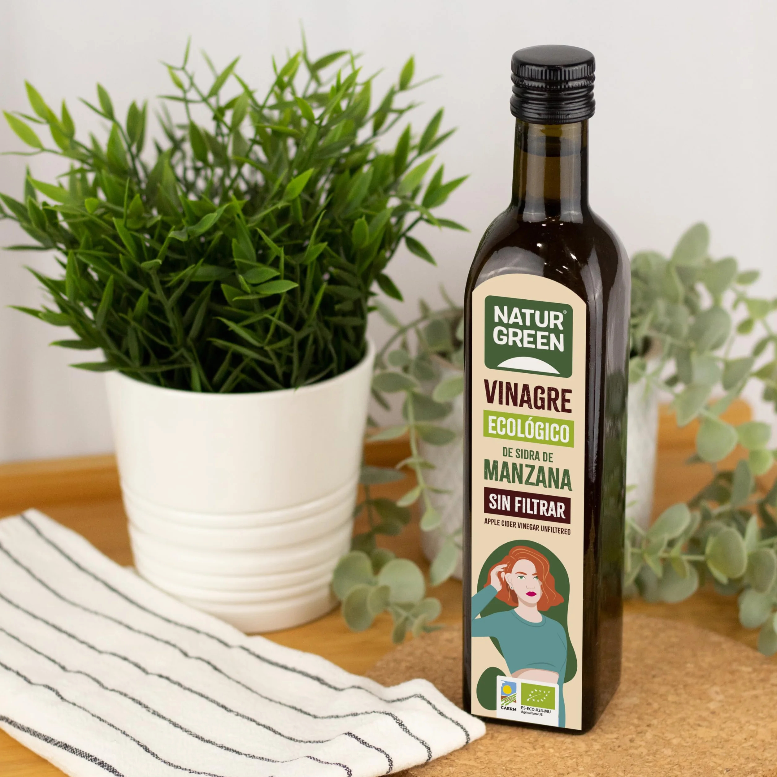 NaturGreen Vinagre de Sidra de Manzana Bio Sin Filtrar Ecológico 6% 500 ml