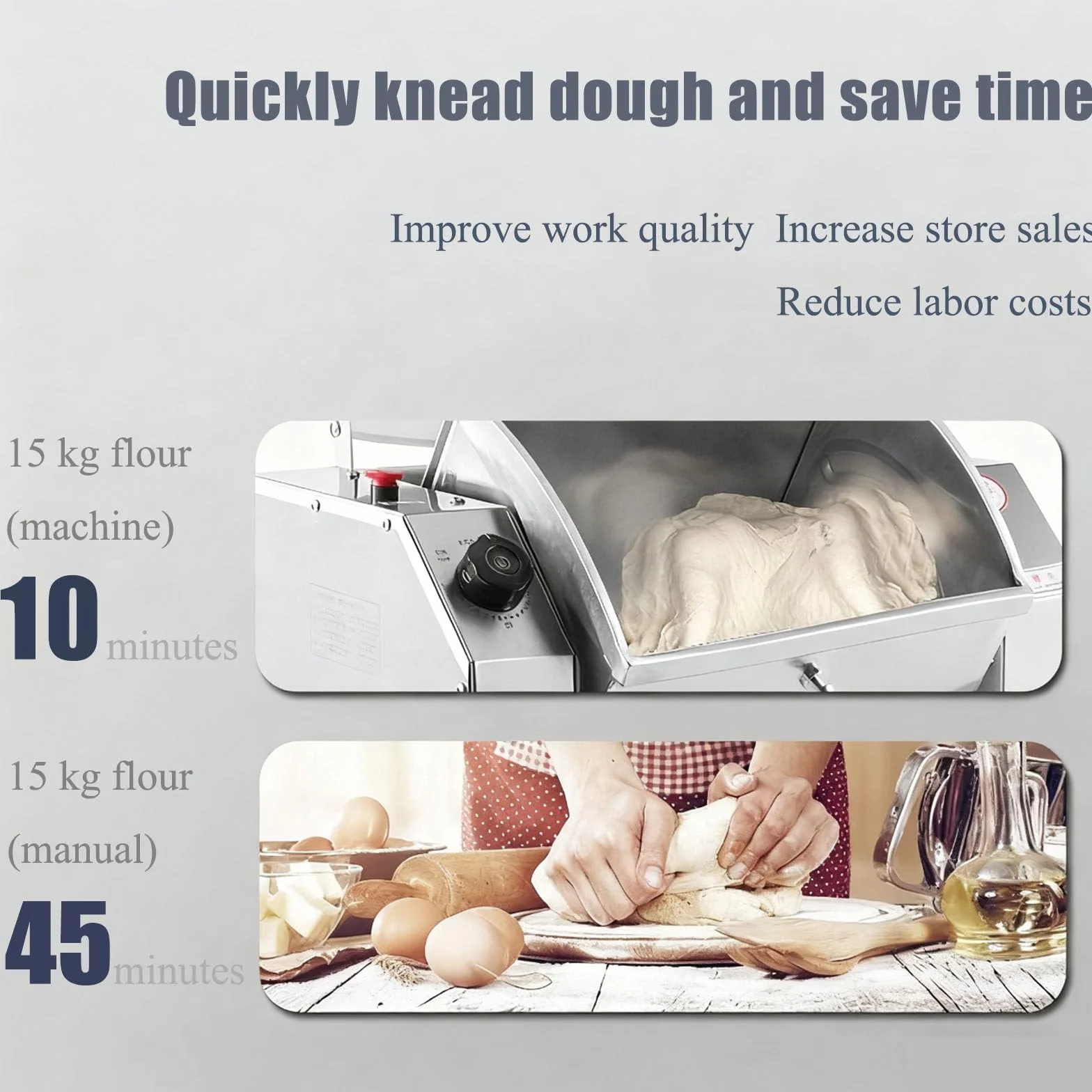 1100w/1500w Amasadora Comercial,Máquina Mezcladora De Masa Industrial Con Espiral,Inclinación De 90° Y Temporizador,3 Kg a 10 Kg,Para Panadería Y Restaurantes 3KG