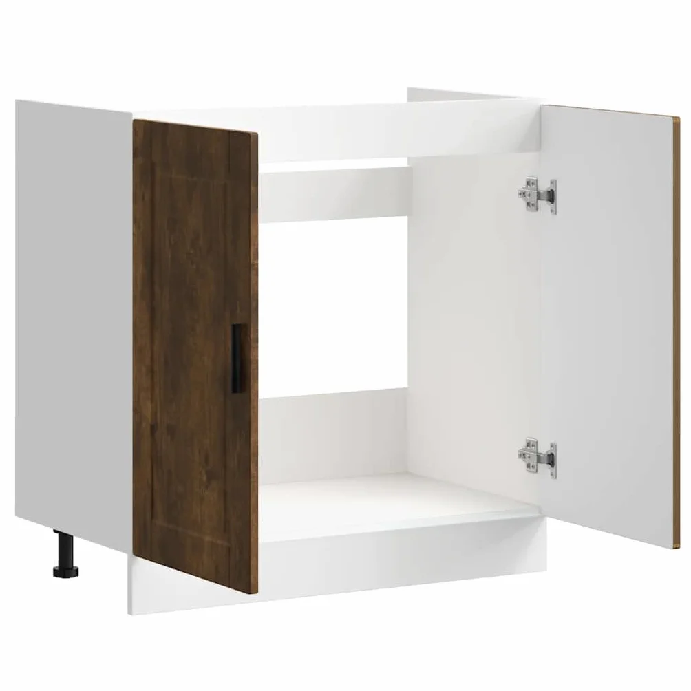 vidaXL Mueble bajo Fregadero Porto Roble Ahumado Madera ingeniería