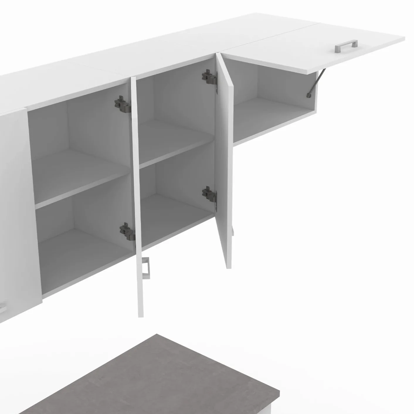 IDMarket - Cocina completa 180 cm sutil con encimera 5 elementos blanco y bandejas de hormigón