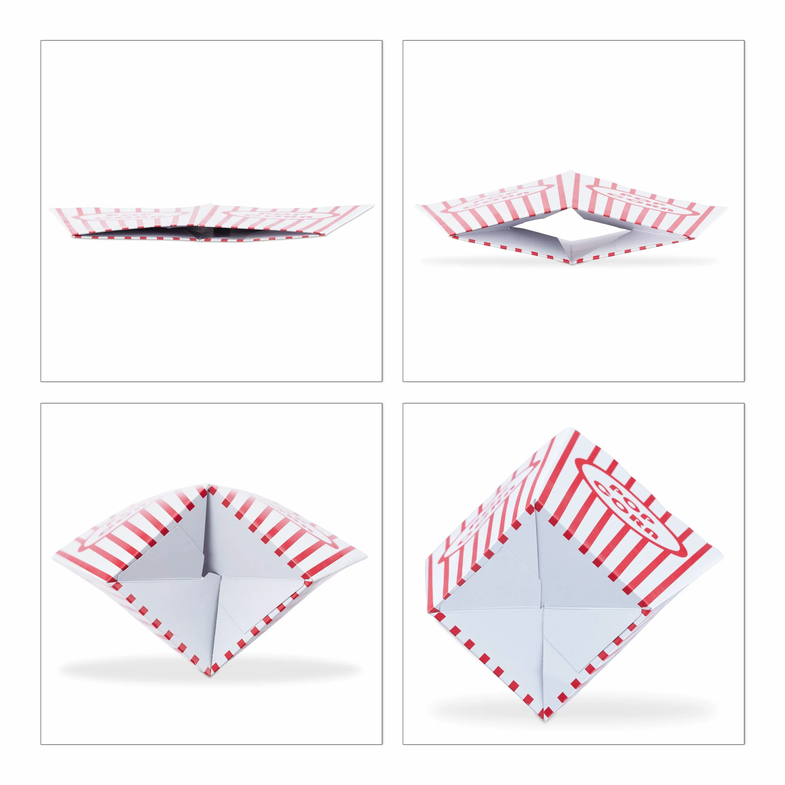 Relaxdays Set 48 Cajas Palomitas Popcorn Box Cartón 16x12x10 cm Rojo-Blanco