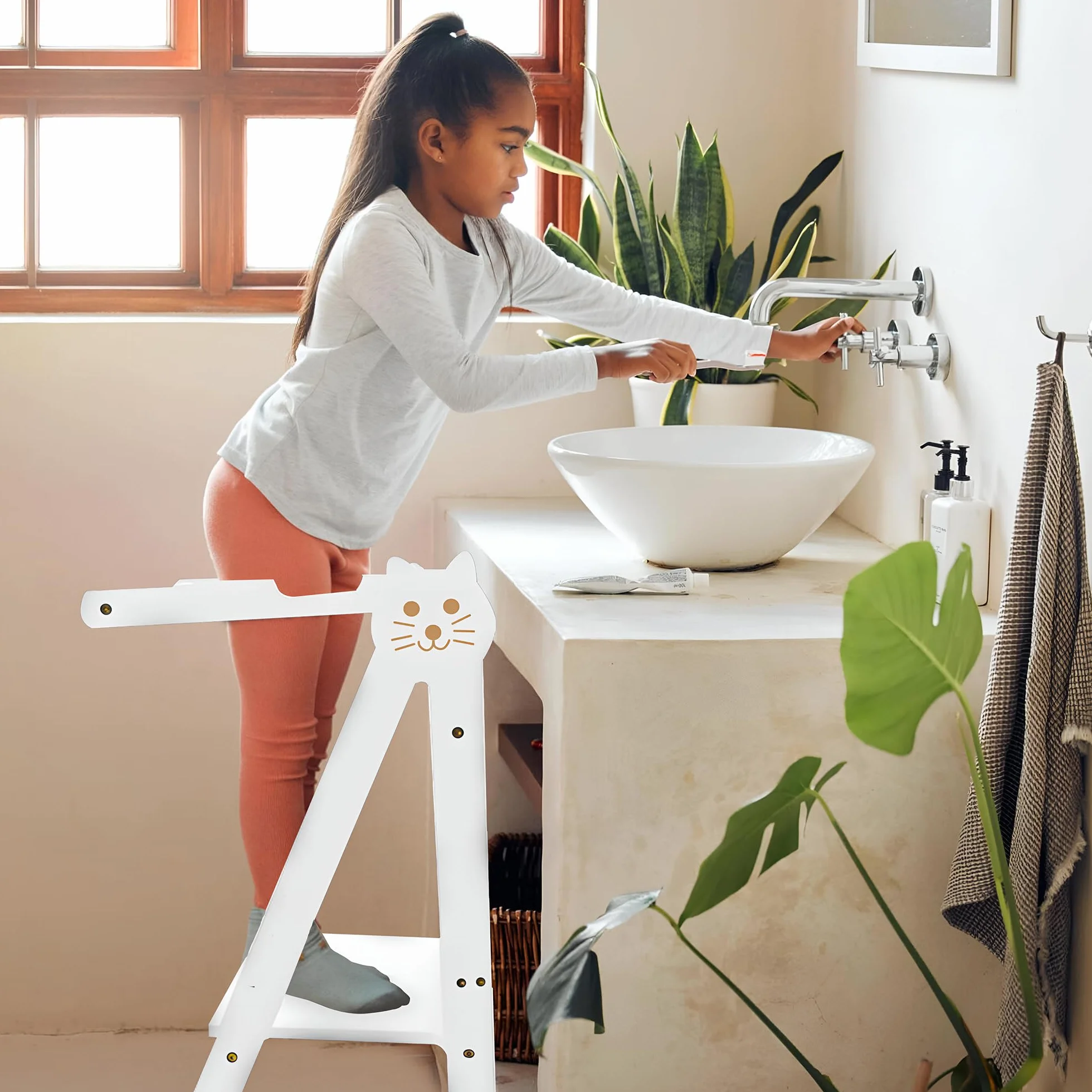 OemmieTorre de Aprendizaje - Torre Montessori - Escalera Plegable para Niños (Blanco)