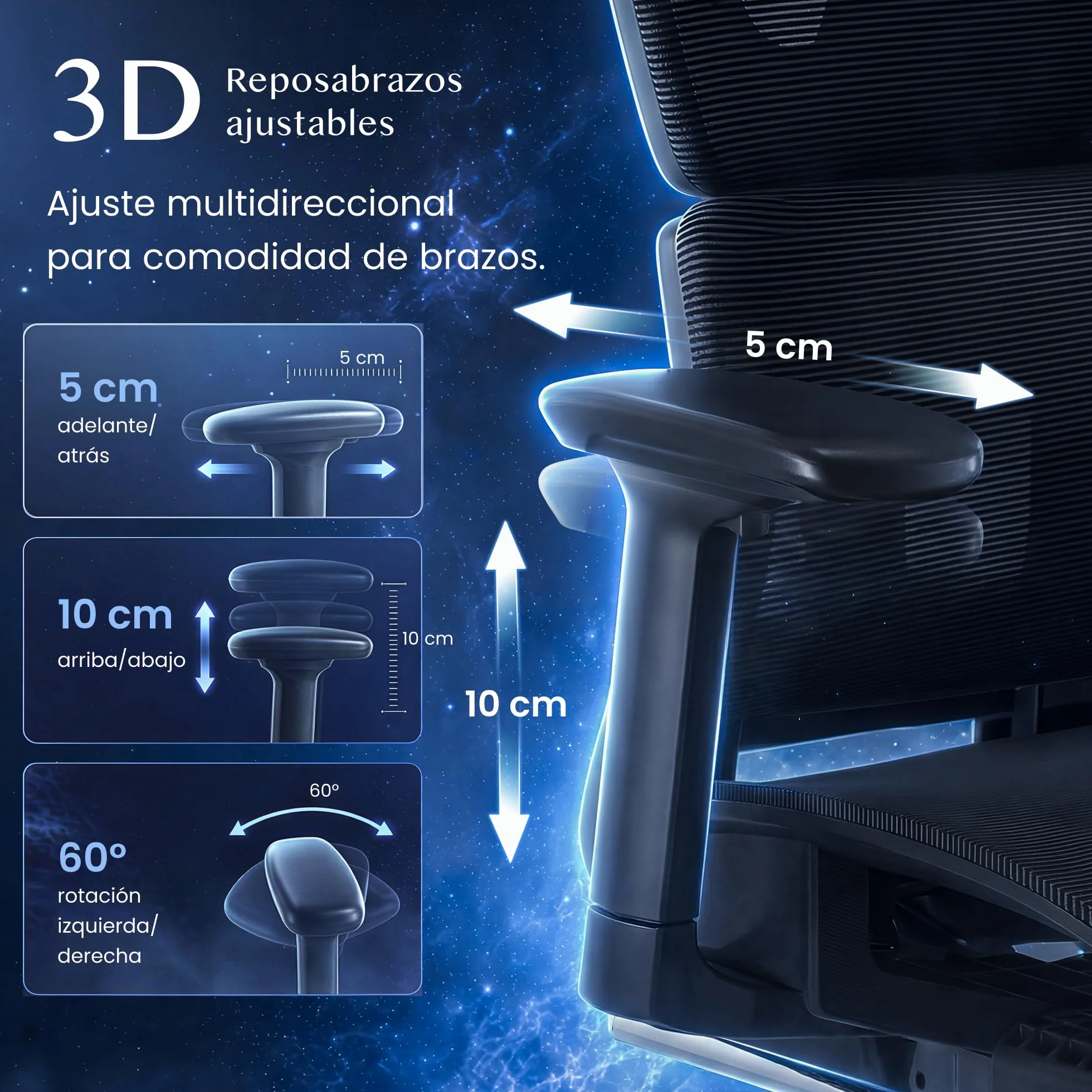 FLEXISPOT ErgoX Silla Escritorio con Reposapiés, Soporte Lumbar, Respaldo 5D, Reposabrazos 3D, Silla Gaming, Cojín Transpirable, Inclinación 135°, Silla Ergonomica Escritorio, Negro