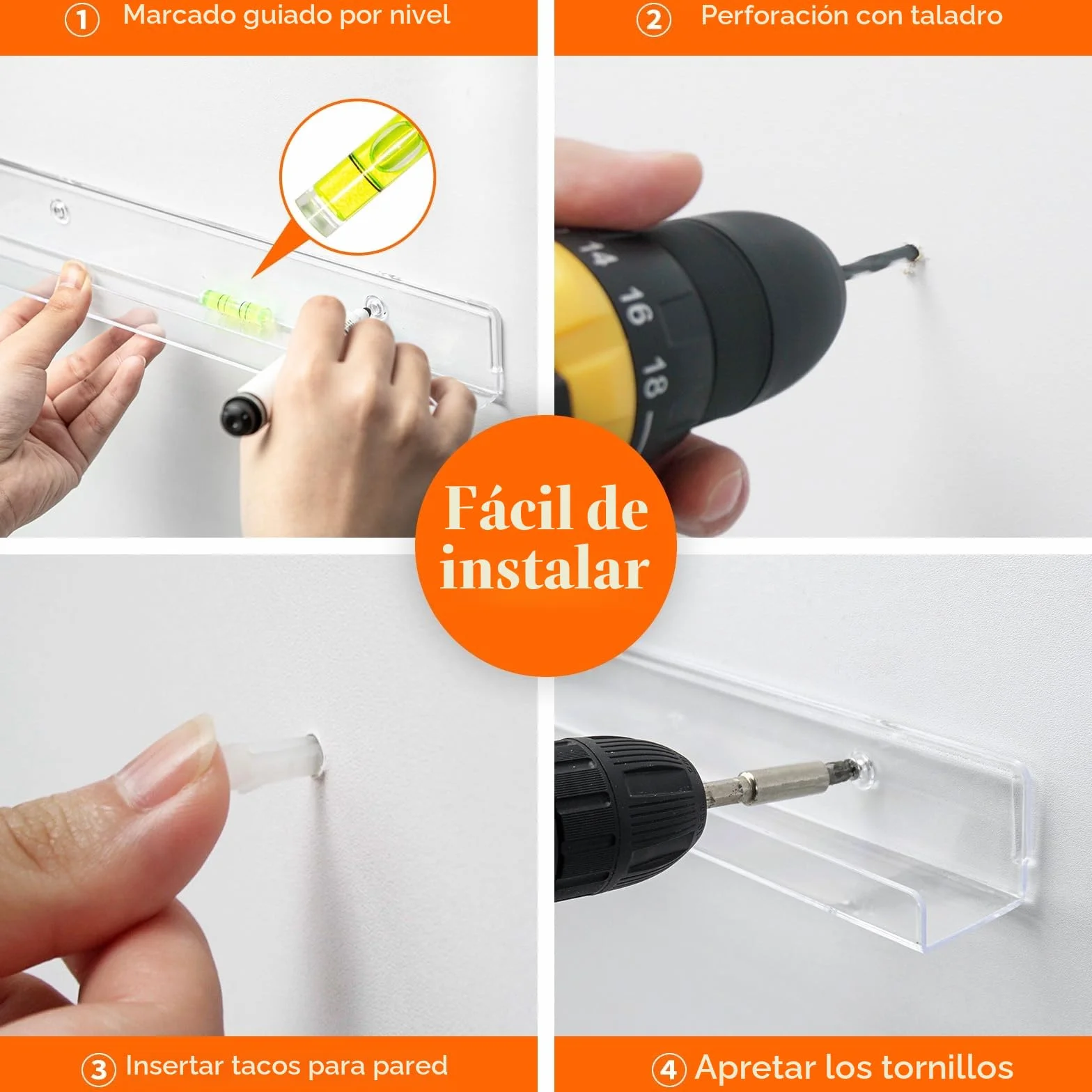Lifewit Estantes Flotantes para Vinilos de 12 Pulgadas Paquete de 6 Unidades de Acrílico Transparente