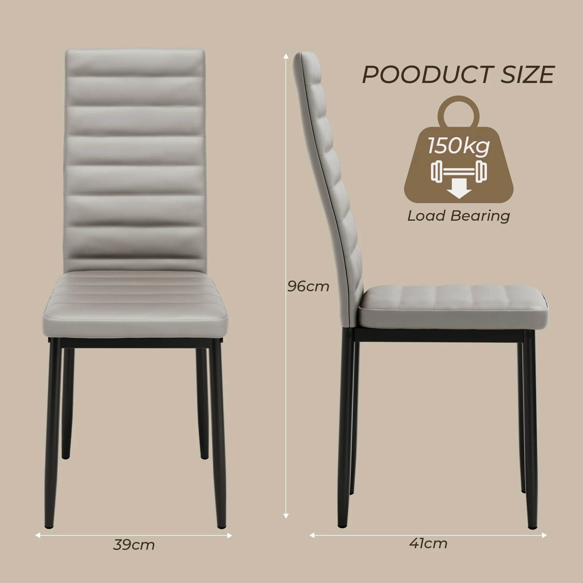 Juego de 6 Sillas de Comedor de Terciopelo, Sillas Modernas y Abiertas de Cuero para Cocina, Comedores, Estudios y Salas de Estar, Gris