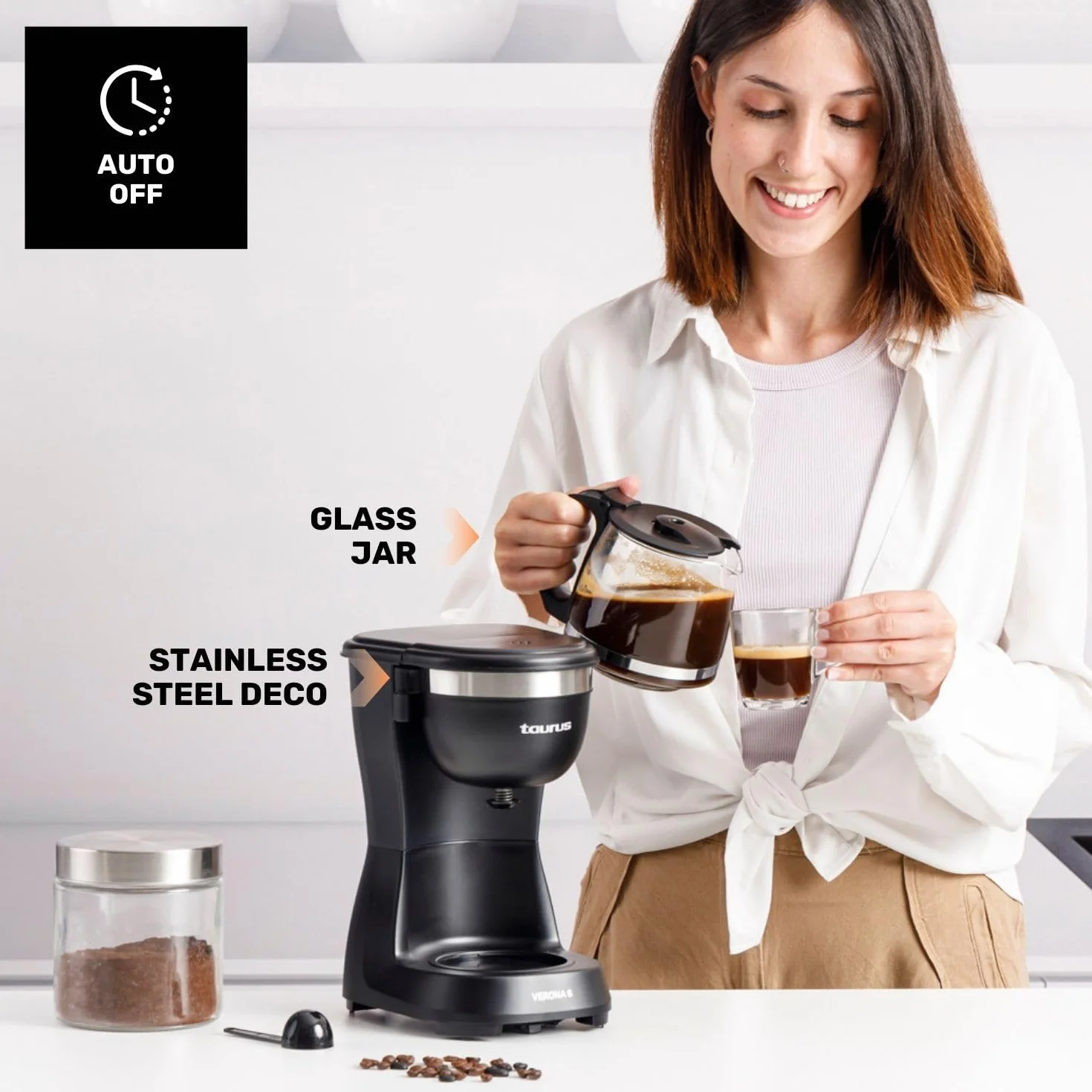 Taurus Verona 6 Cafetera de Goteo 600W 600ml BPA Free Negro Mate