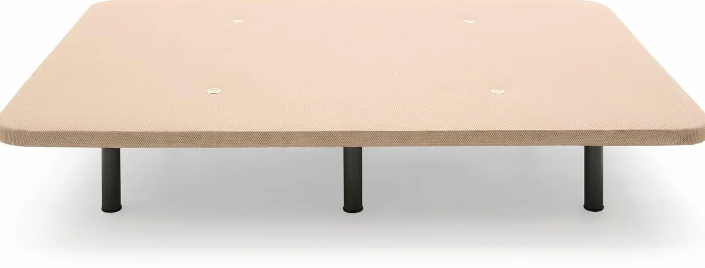 HOGAR24 ES - Style -Base Tapizada Reforzada 3D con Estructura Extra Firme, Barras de Refuerzo Internas y 6 Patas Metálicas Roscadas de 26 cms, Medidas 150x190 cm, Color Beige
