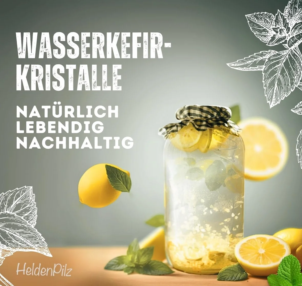 HeldenPilz® Kit inicial para kéfir de agua orgánico – Cristales de kéfir de agua ecológicos 10 g deshidratados