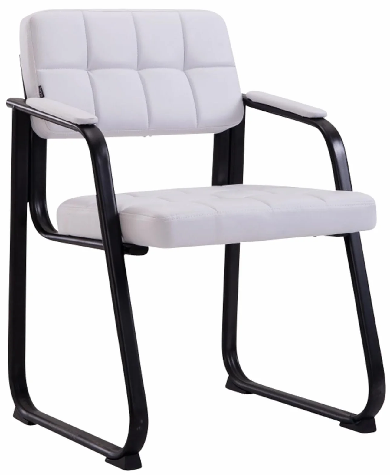 CLP Set De 2 Sillas De Coferencia Canada B Tapizadas En Polipiel I Sillas Confidente con Base Metálica & Reposabrazos, Color:Blanco