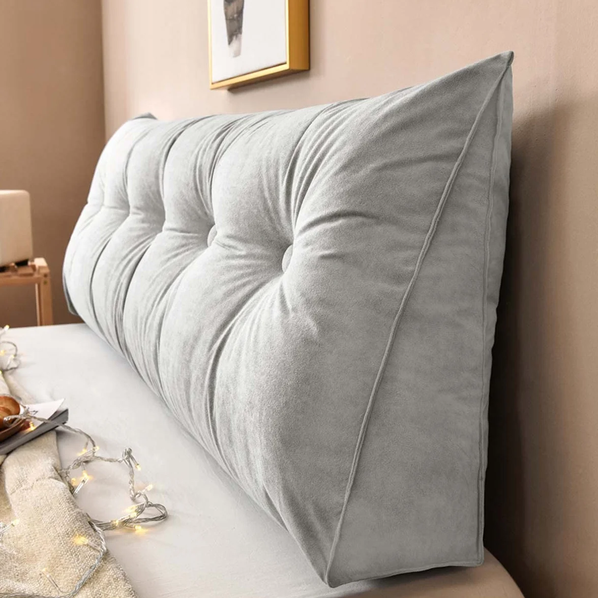Almohada triangular grande de cuña para cabecero, cojín de apoyo lumbar suave y respaldo, ideal para leer y relajarse, 150 x 50 x 20 cm, cojín de posicionamiento perfecto para sofá cama