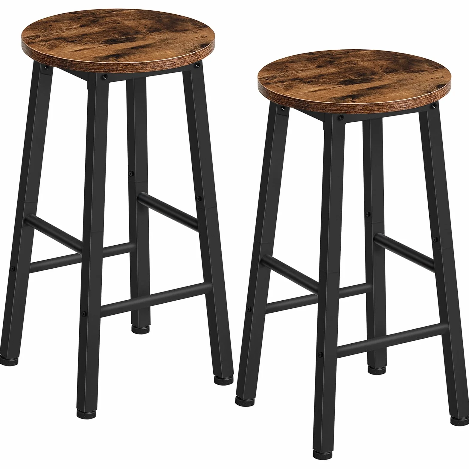 HOOBRO Taburete de Bar Juego de 2, Taburetes Altos de Cocina, Vintage Marrón y Negro