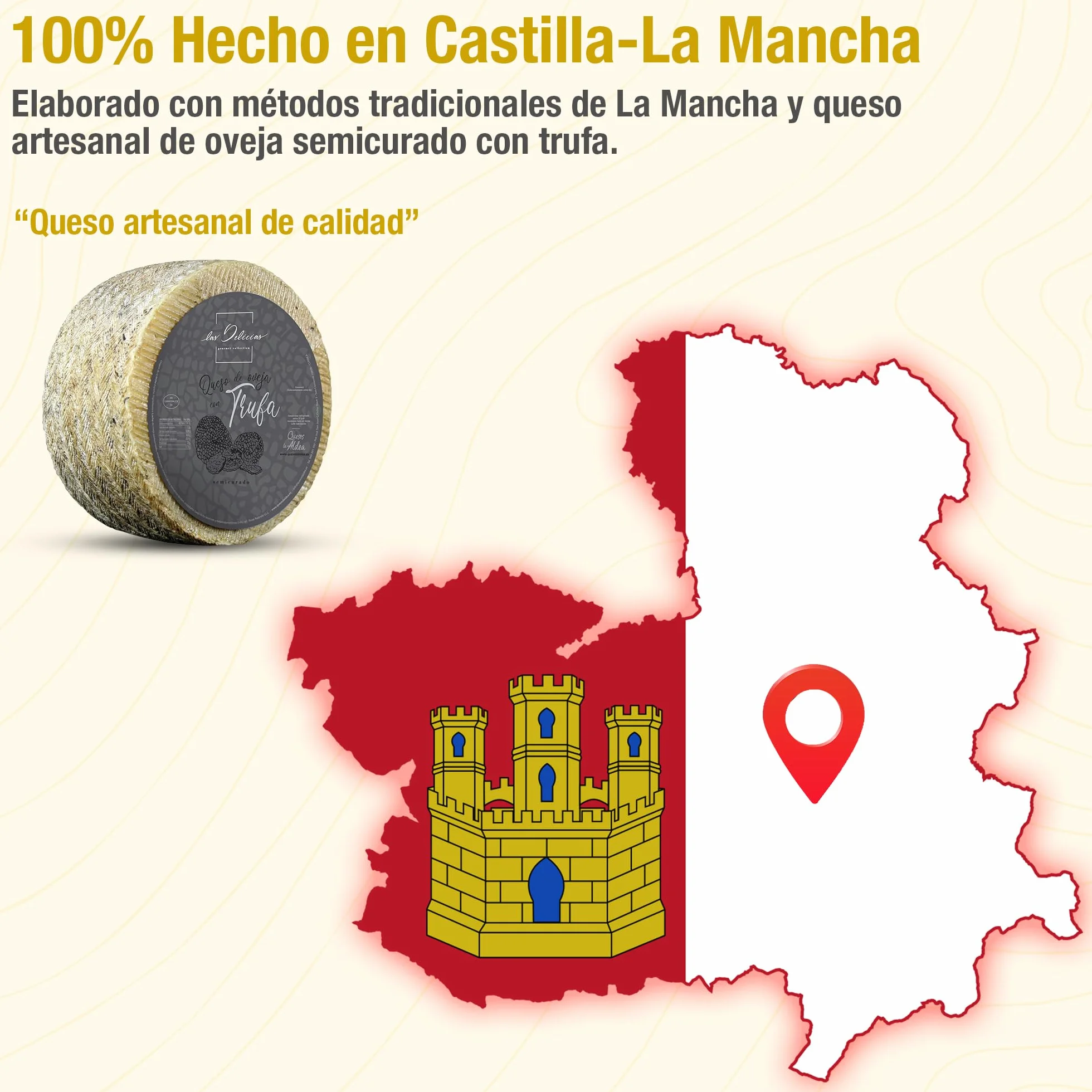 Queso Artesano de Oveja Semicurado con Trufa 0.75 kg Lote Gourmet para Regalo