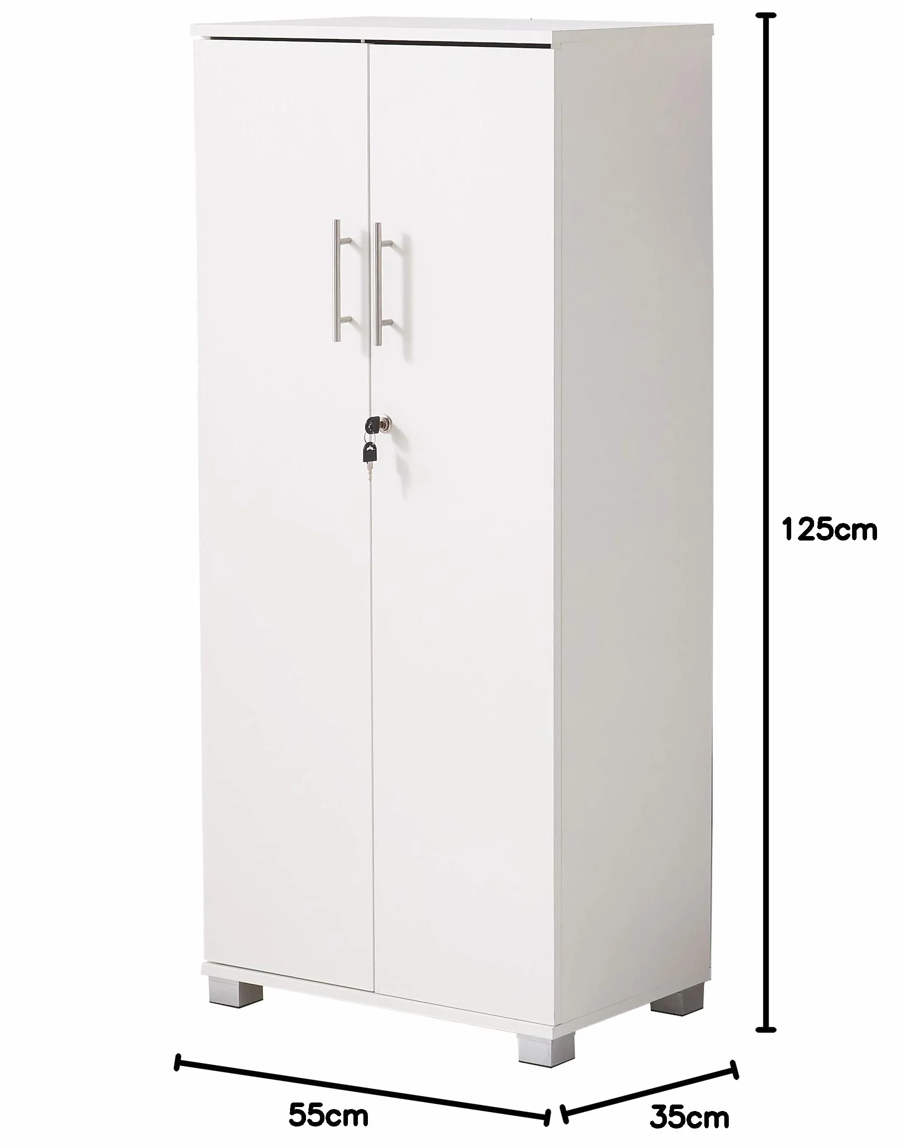 MMT Furniture Designs Armario de Almacenamiento, Madera reconstituida, White, 55cm x 35cm x 125cm