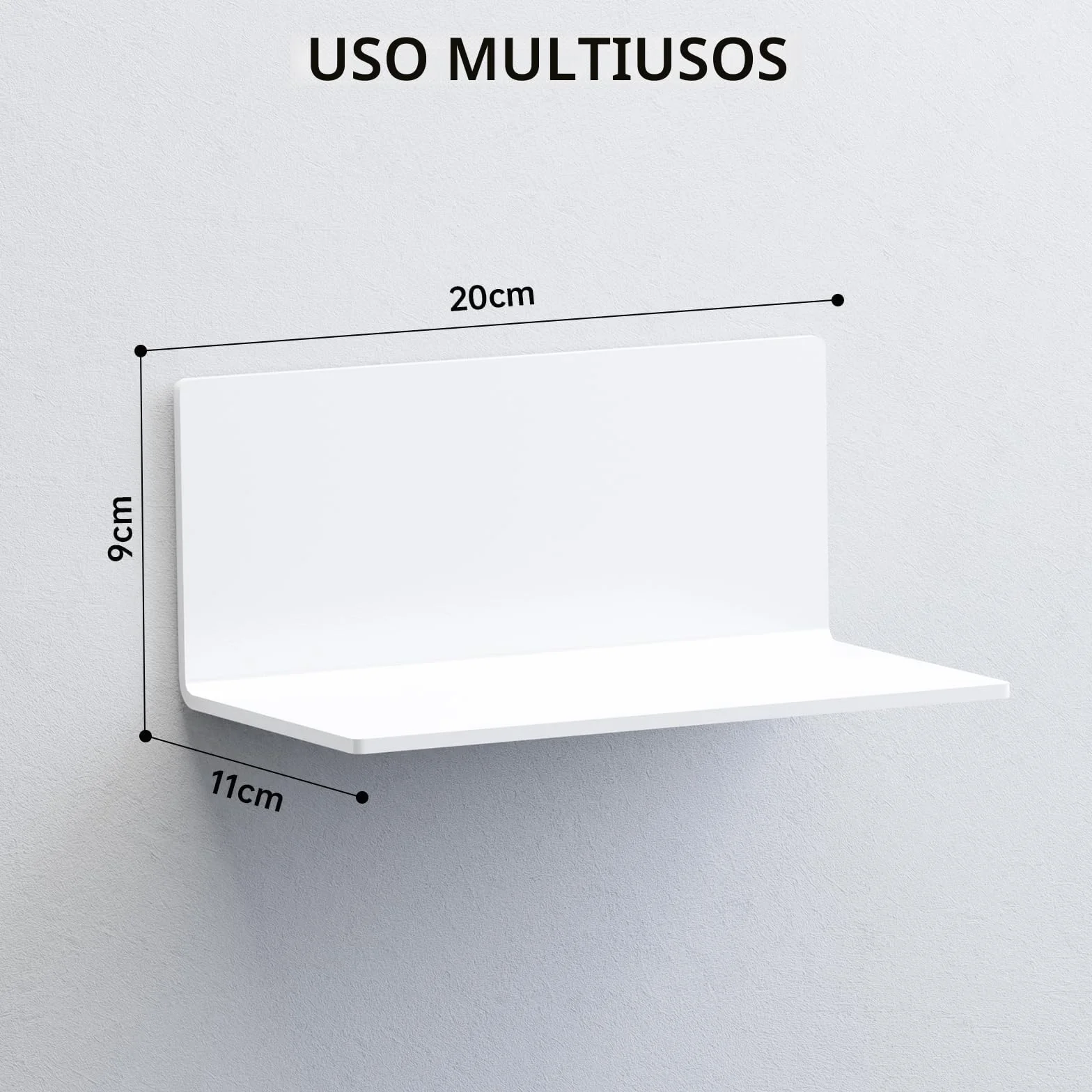 Toski Estantería de pared blanca sin taladrar estantes autoadhesivos 20 cm acrílico flotante juego 2 unidades