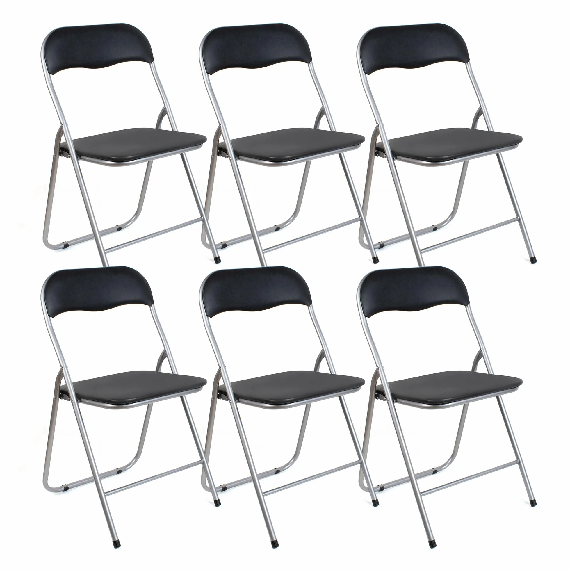 Pack de 6 Sillas Plegables de PVC y Metal 80x45 cm Negro THE SECRET HOME