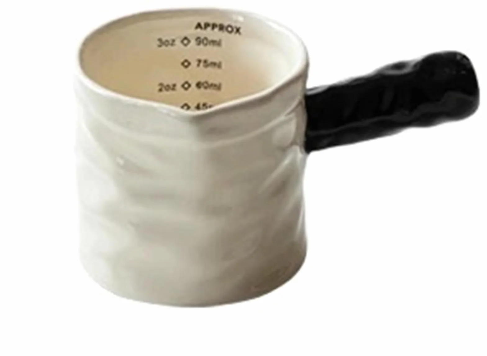 Jarra De Leche Con Escala, Taza Medidora Café Cerámica Fina, Extracción, 2 Uds., 3oz/90ml Para Espumar(Black)