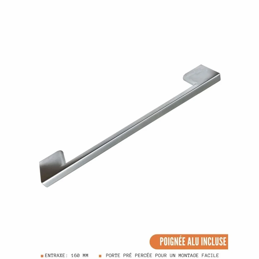 Cuisineandcie - Mueble Bajo de Cocina Bellissi Blanco Brillante 1 Puerta L 50 cm + 1 Estante, Armario Bajo