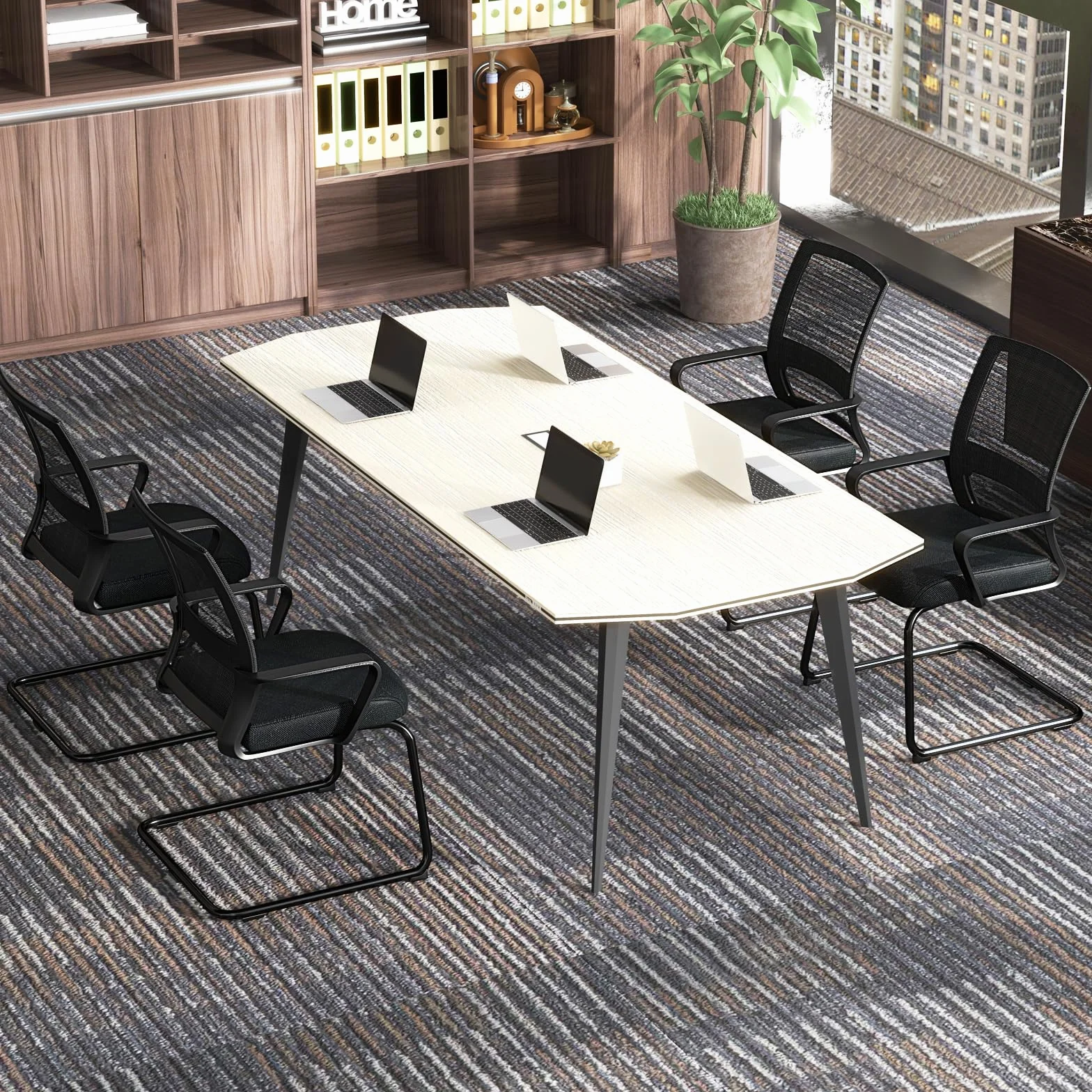 GIANTEX Juego de 2 Sillas de Conferencia con Respaldo y Reposabrazos, Silla de Recepción con Soporte Lumbar, Malla Transpirable, para Oficina, Sala de Espera y Conferencias, Negro