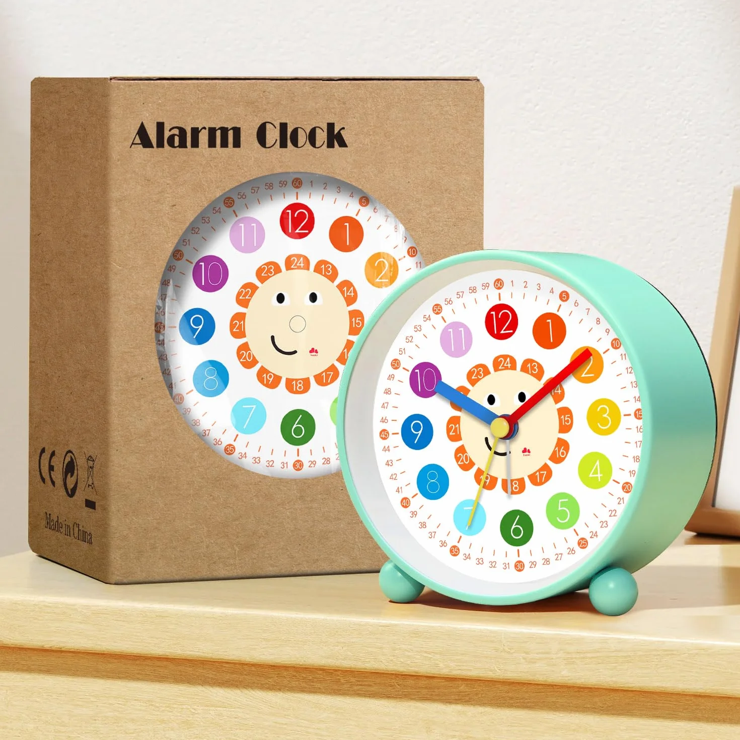 Reloj despertador analógico para niños con luz nocturna educativo
