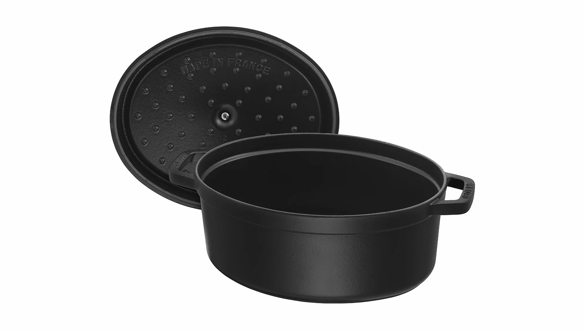 STAUB Cocotte, olla de hierro fundido, apta para todo tipo de cocinas incl. inducción, ovalada, 37 cm, 8 L, Made in France, negro