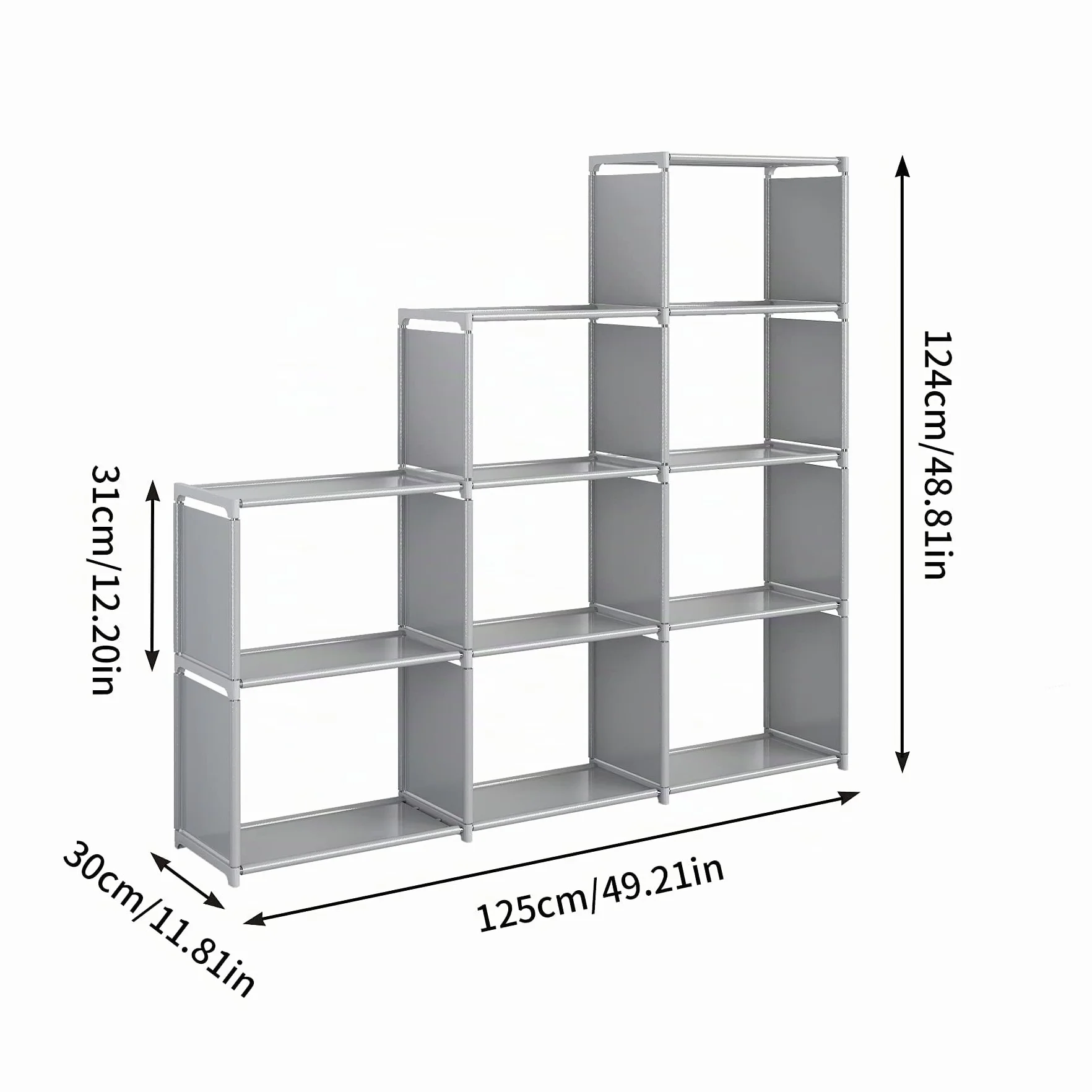 JIUYOTREE Organizador de Almacenamiento de Armario 9 Cubos Modulares Estantería Duradera Gran Capacidad Gris