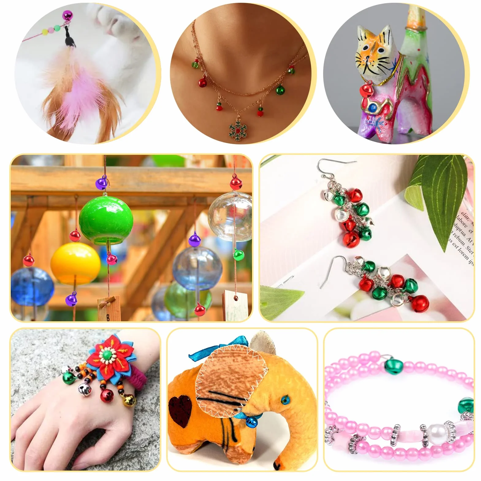 Cascabeles Pequeños 8 mm 10 mm Coloridos para Manualidades Bricolaje 324 Piezas
