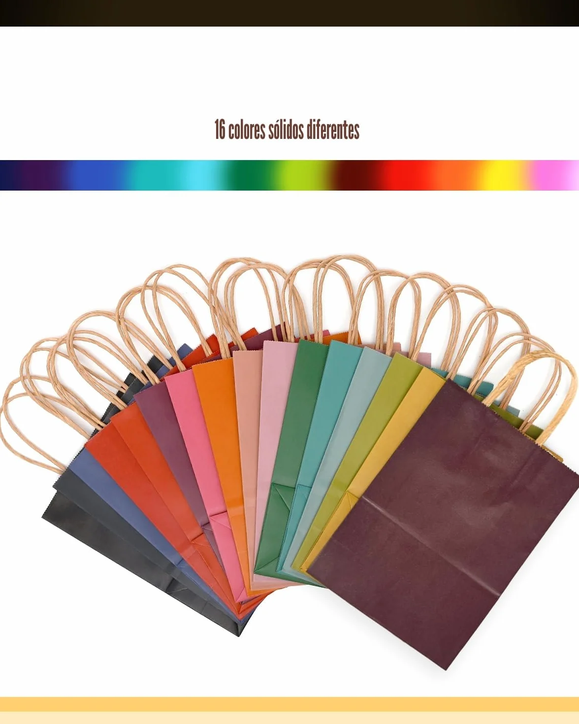 Gcardist 16 bolsas de papel kraft con asas, 21 x 15 x 8 cm, pequeñas bolsas de regalo, 16 bolsas de colores diferentes, versátiles (8,3 x 6 x 3 pulgadas, tamaño pequeño)