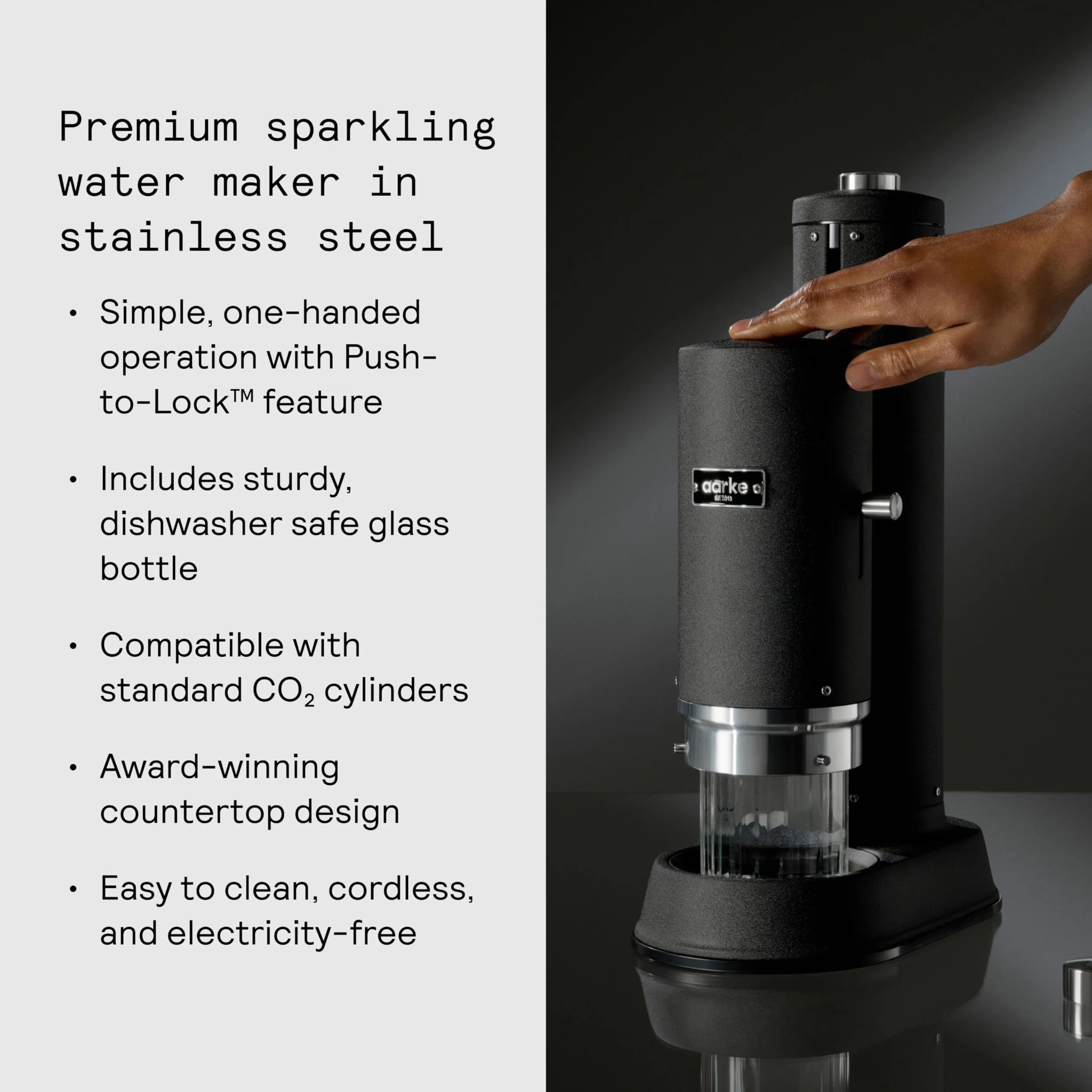Aarke Carbonator Pro Máquina de Agua con Gas Negro Mate