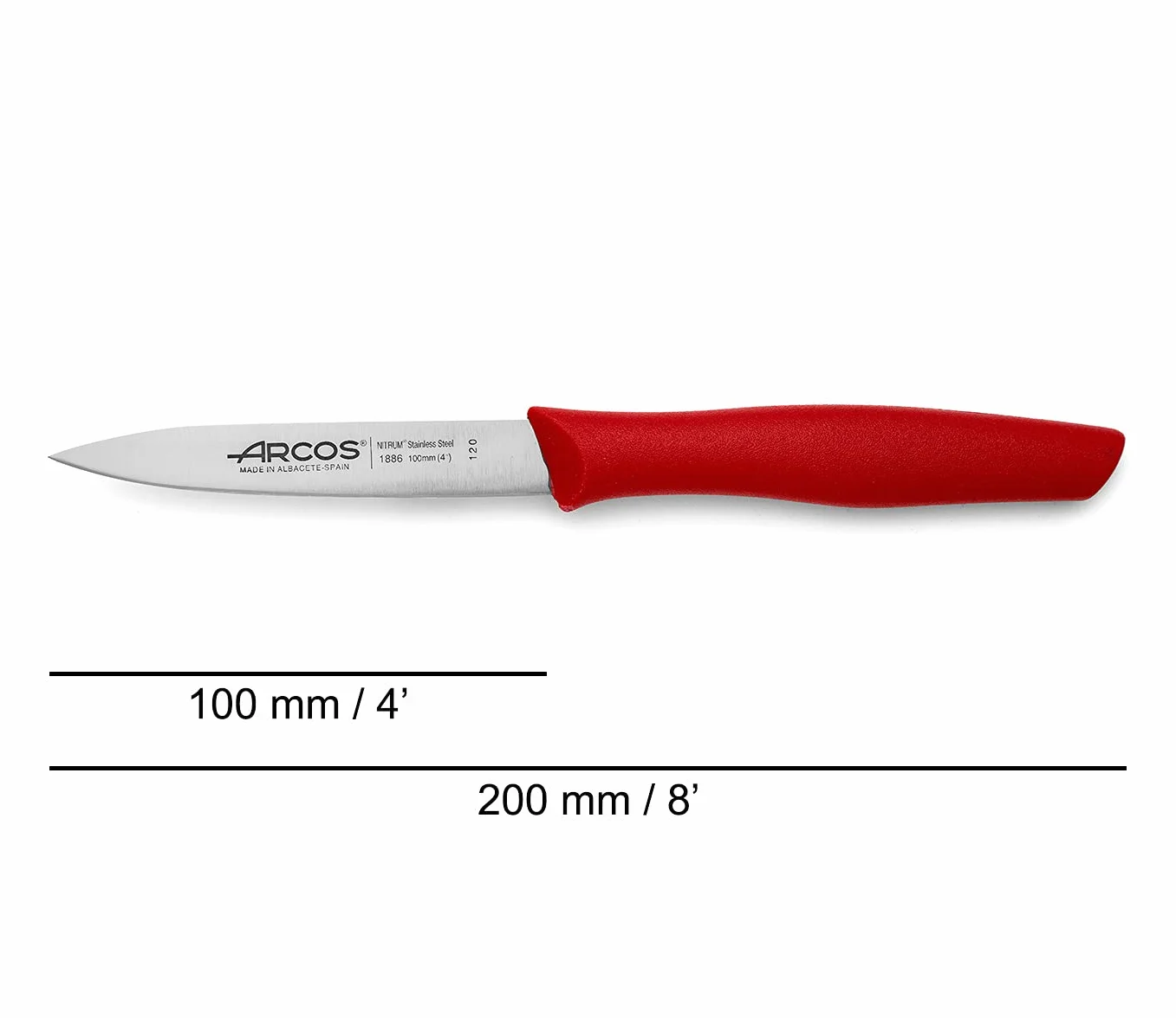 Arcos Set 3 Cuchillos Peladores Acero Inoxidable Mango Ergonómico Polipropileno Serie Nova Rojo