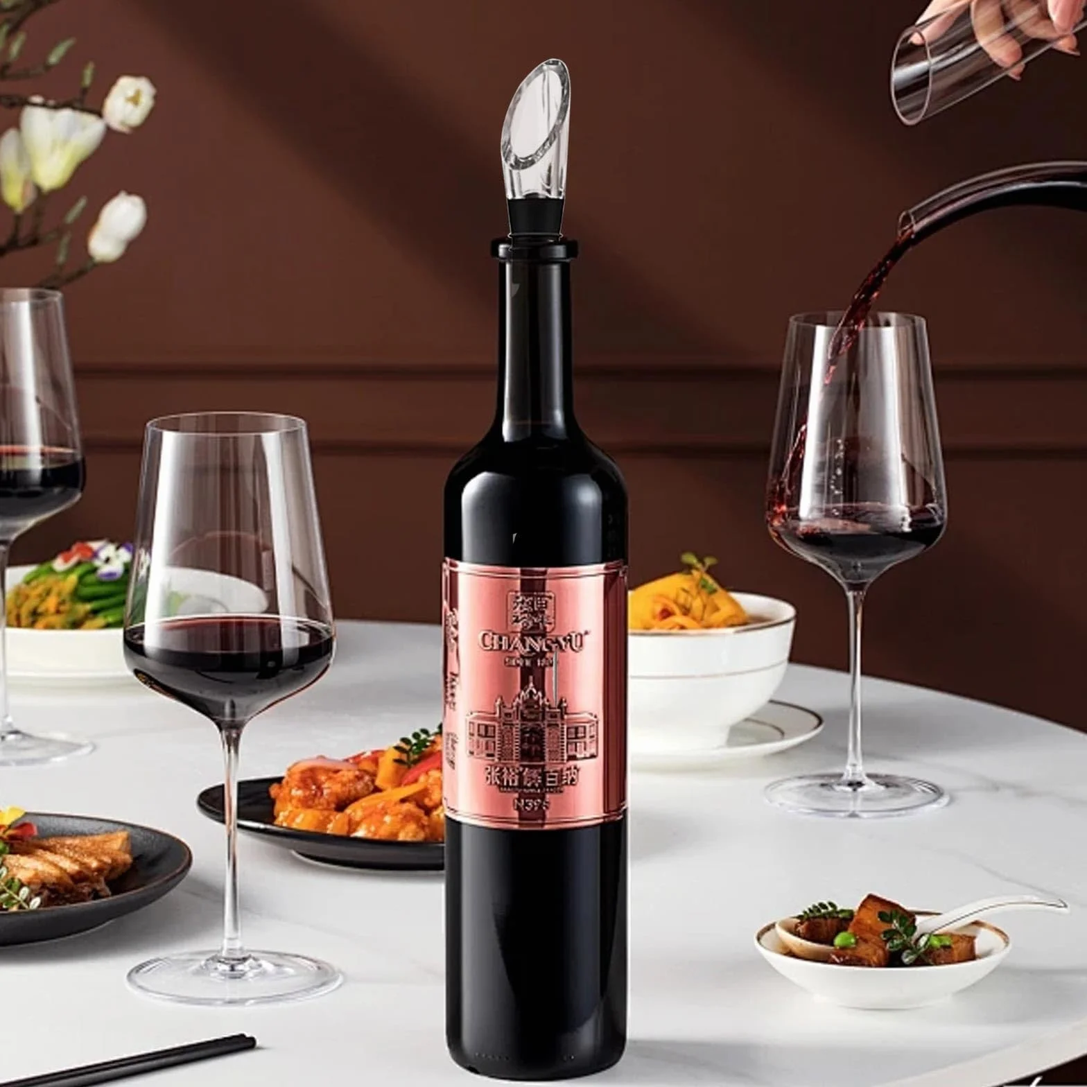 Wine Cooler, Enfriador de Vino Juego con Barra de Enfriamiento y Vertedor, Enfriadores de Botellas, Accesorios de Vino Adecuados Para Vino Tinto y Vino Blanco