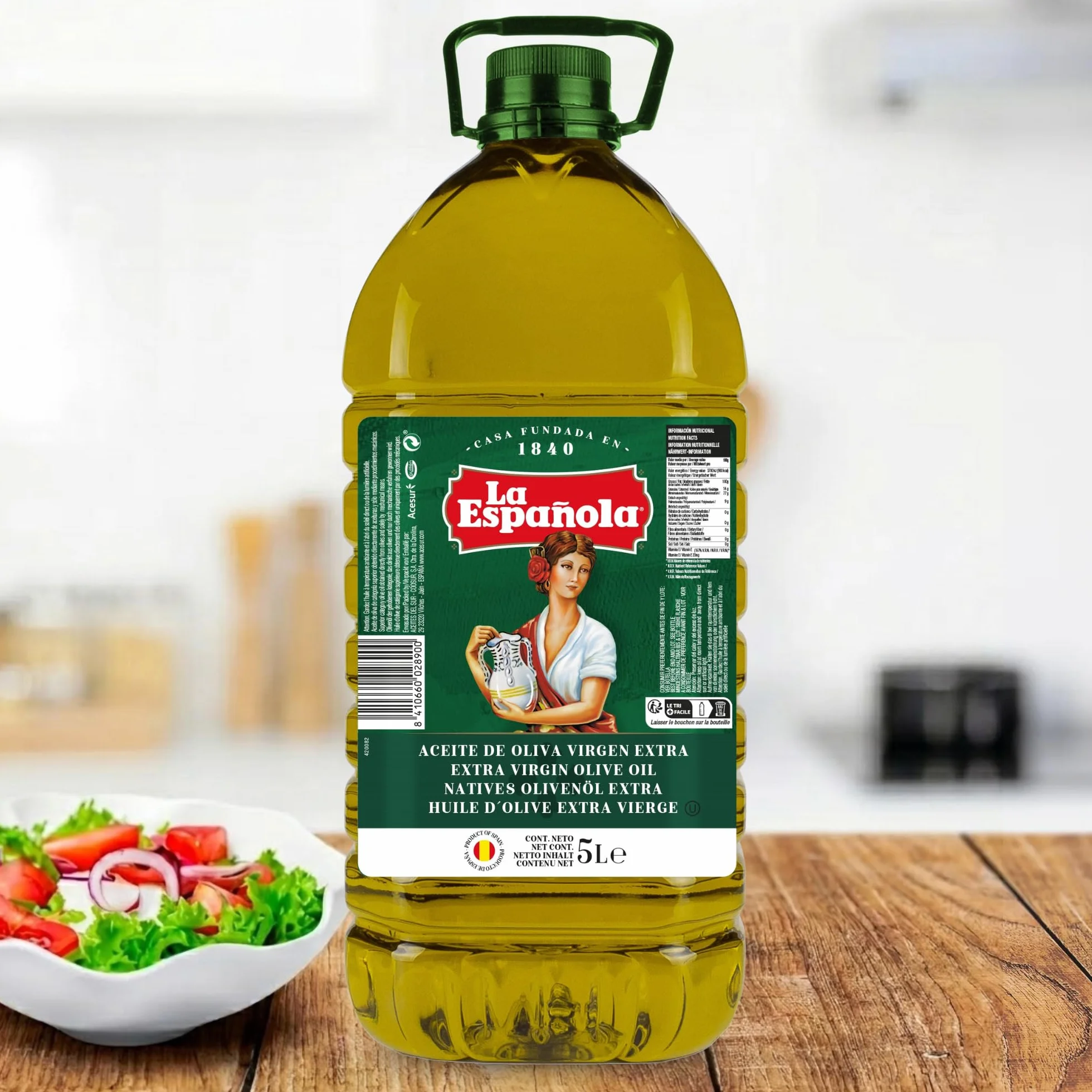 LA ESPAÑOLA Aceite de Oliva Virgen Extra Garrafa 5L AOVE Sabor Equilibrado