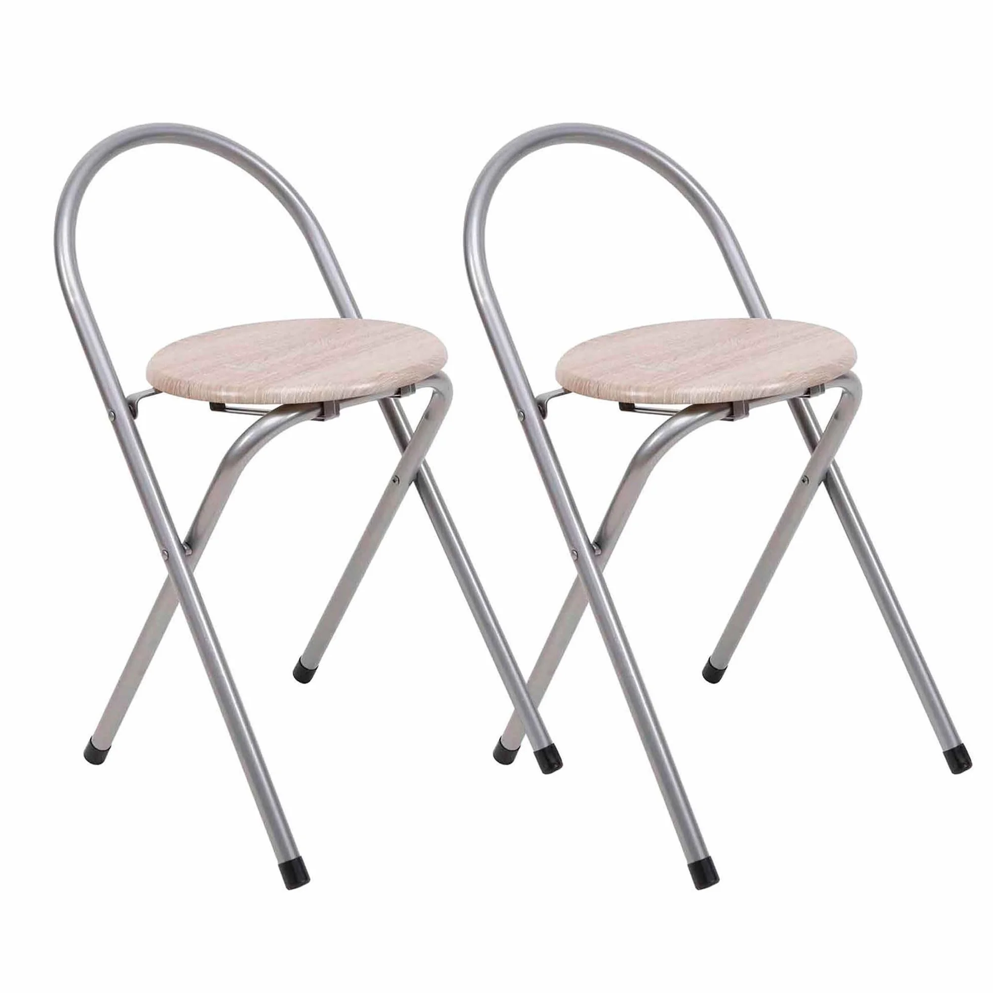 THE SECRET HOME - Pack de 2 Sillas Plegables - Sillas Plegable de Metal y Madera - Decoración para el Hogar - Ideales para Cocina (Alto. 67 cm x Largo. 38 cm - Plateado)