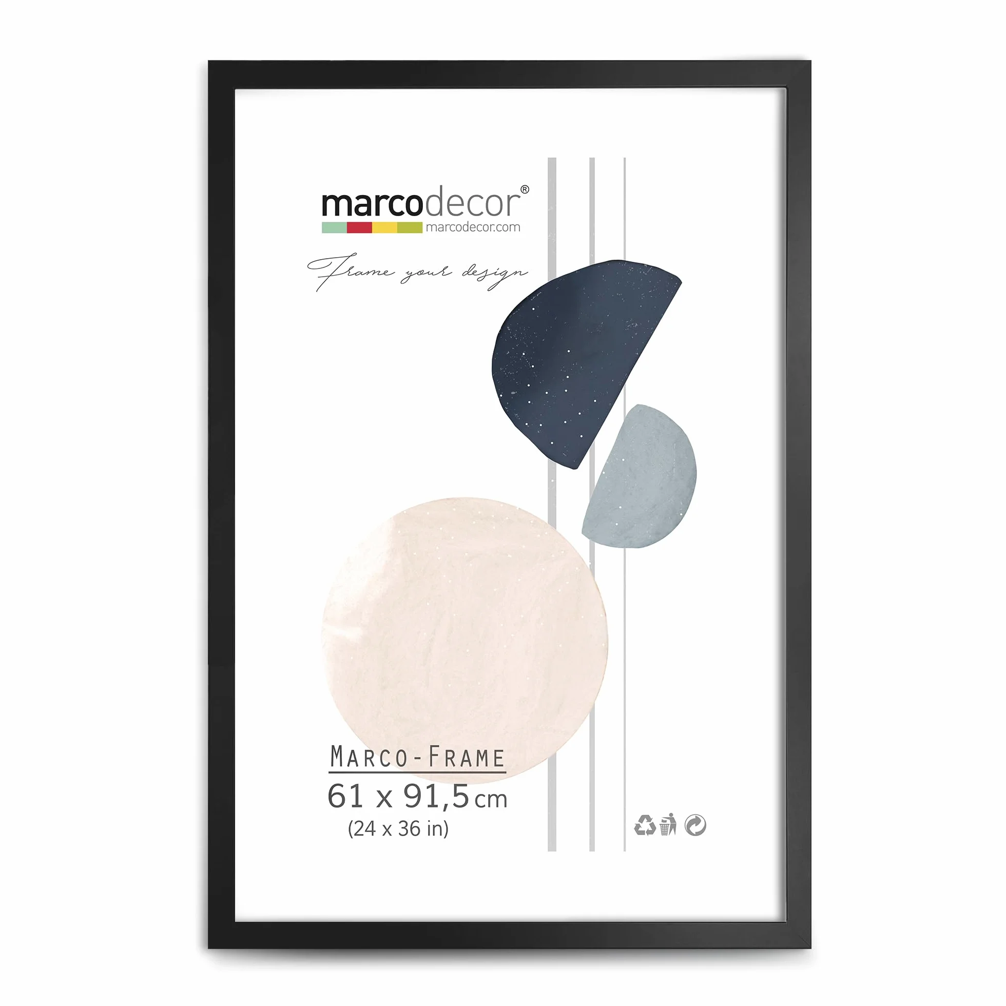 Marcodecor Marco Negro para Foto y Poster, 61 x 91.5 cm, Marco de Pared