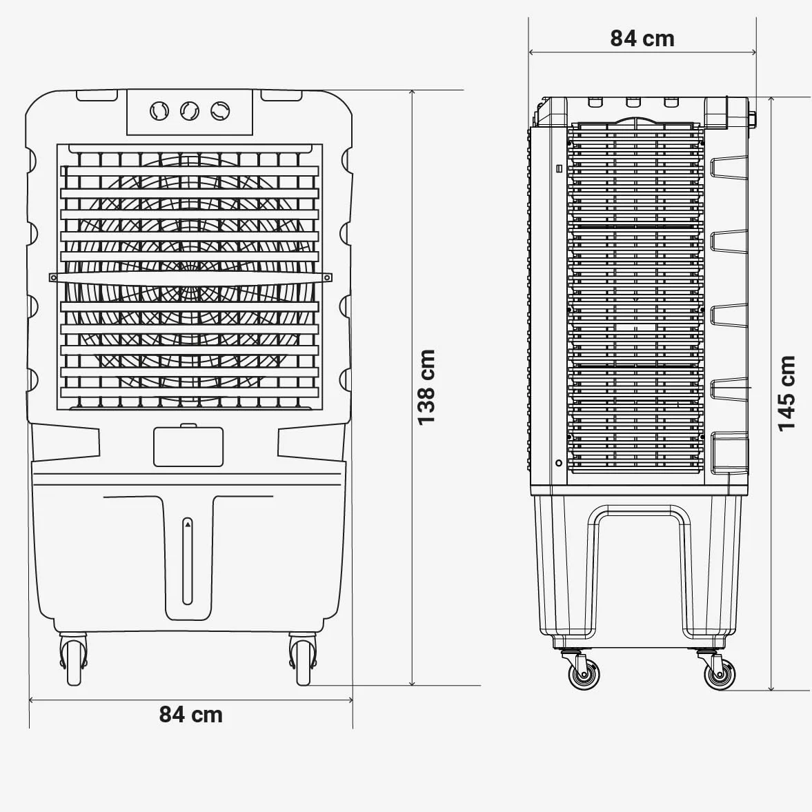 UniversalBlue, Climatizador Evaporativo 120L 750W – 13.000 m³/h, Aire Acondicionado Natural Portátil para hasta 150 m², 3 Velocidades, Oscilación, Uso Industrial y Doméstico