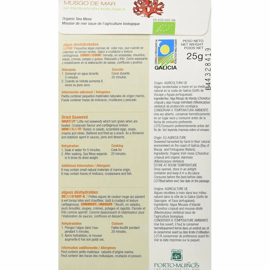 Alga Musgo de Mar Ecológica Deshidratada 25g Mastocarpus Stellatus
