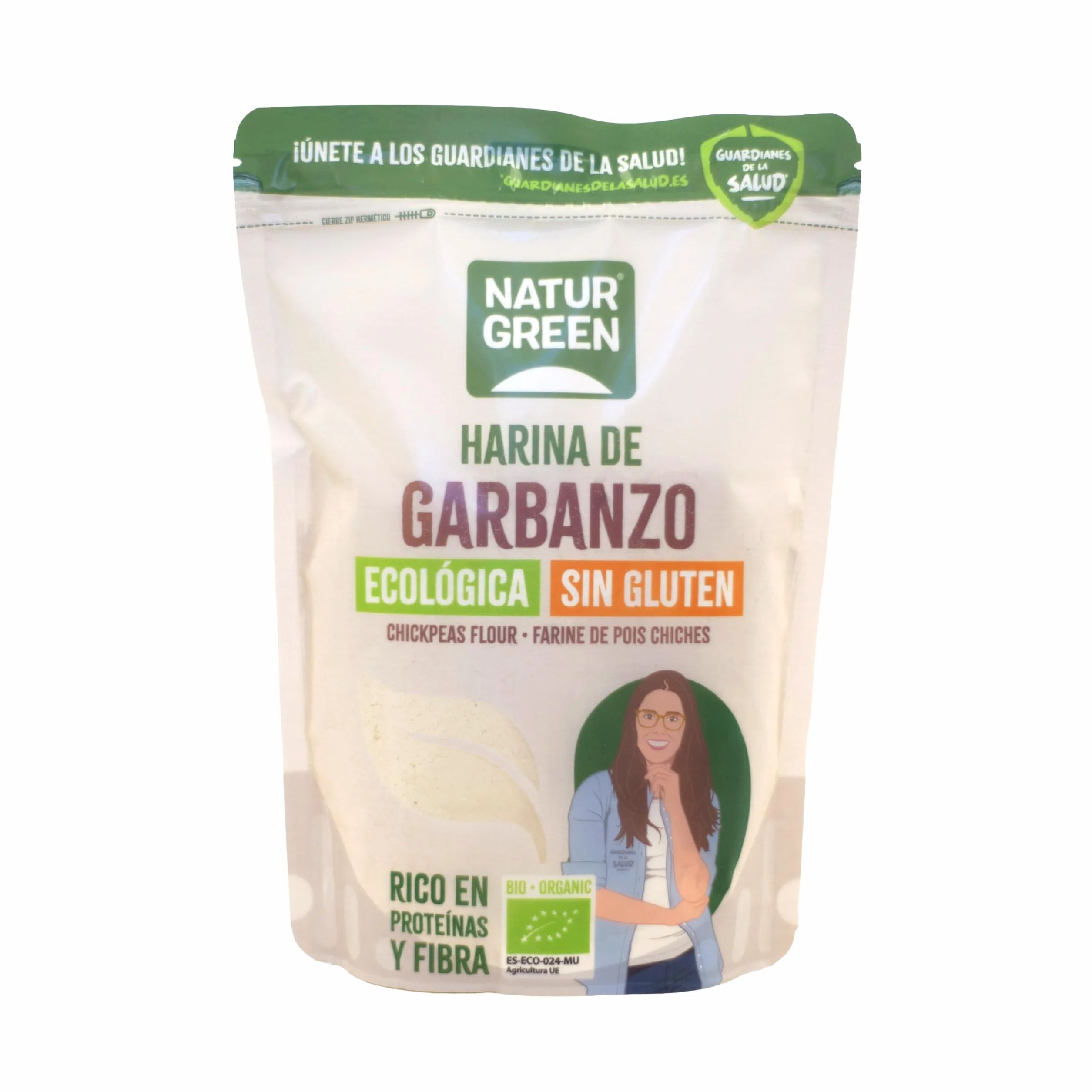 NaturGreen Harina de Garbanzos BIO 500 g Ecológica Sin Gluten Rica en Proteínas