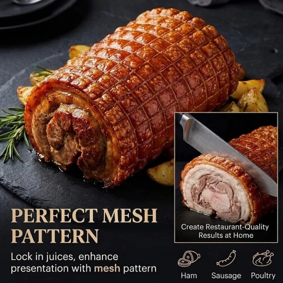 Red Elástica para Carne en Rollo 3M 18 Agujeros, Malla de Cocina para Asar y Ahumar