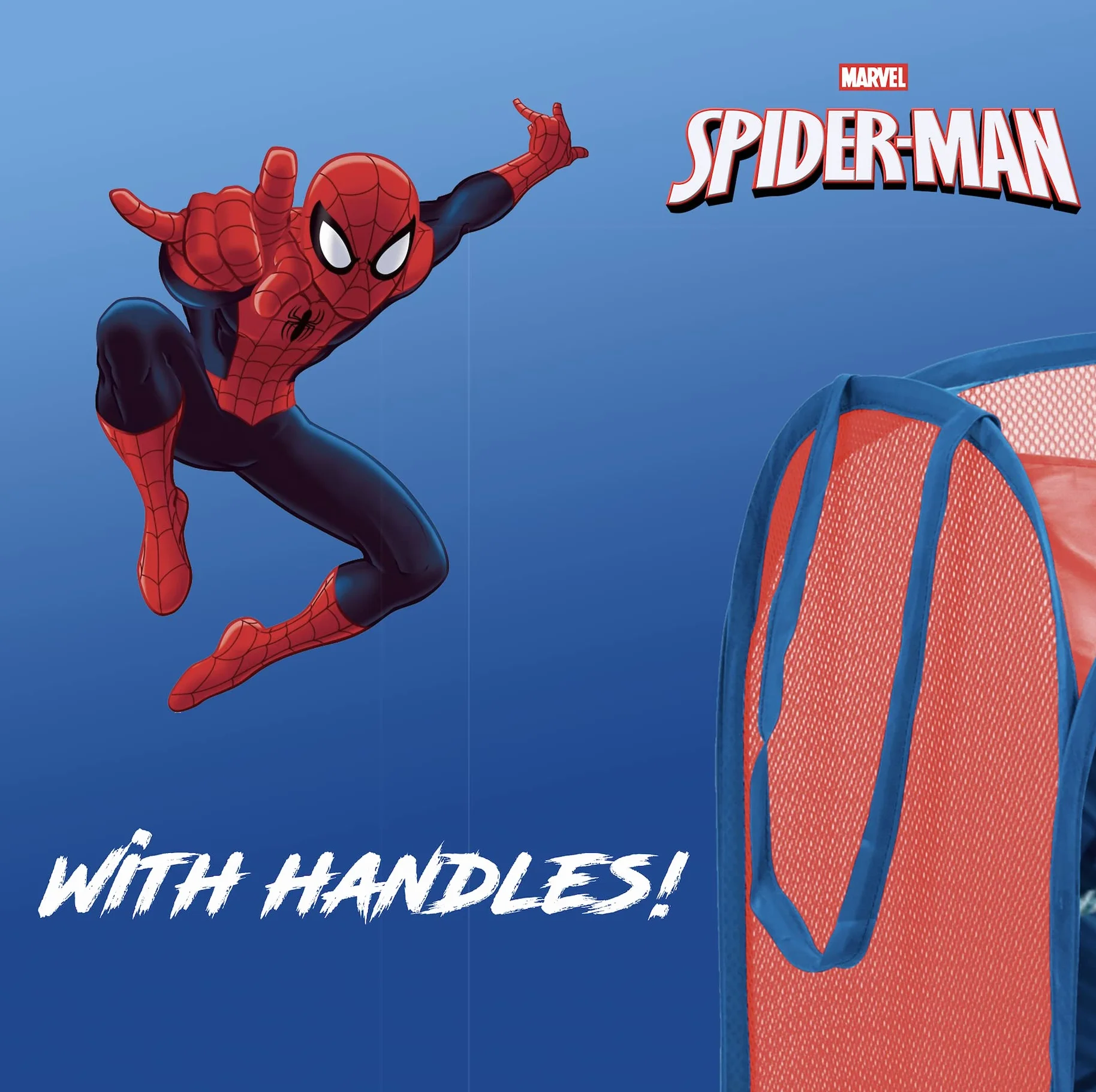Superdiver - Contenedor plegable de Spiderman, Licencia Oficial Marvel: Para guardar y almacenar juguetes y ropa - 36x36x58 cm - Fácil de guardar. Perfecto para niños y niñas.