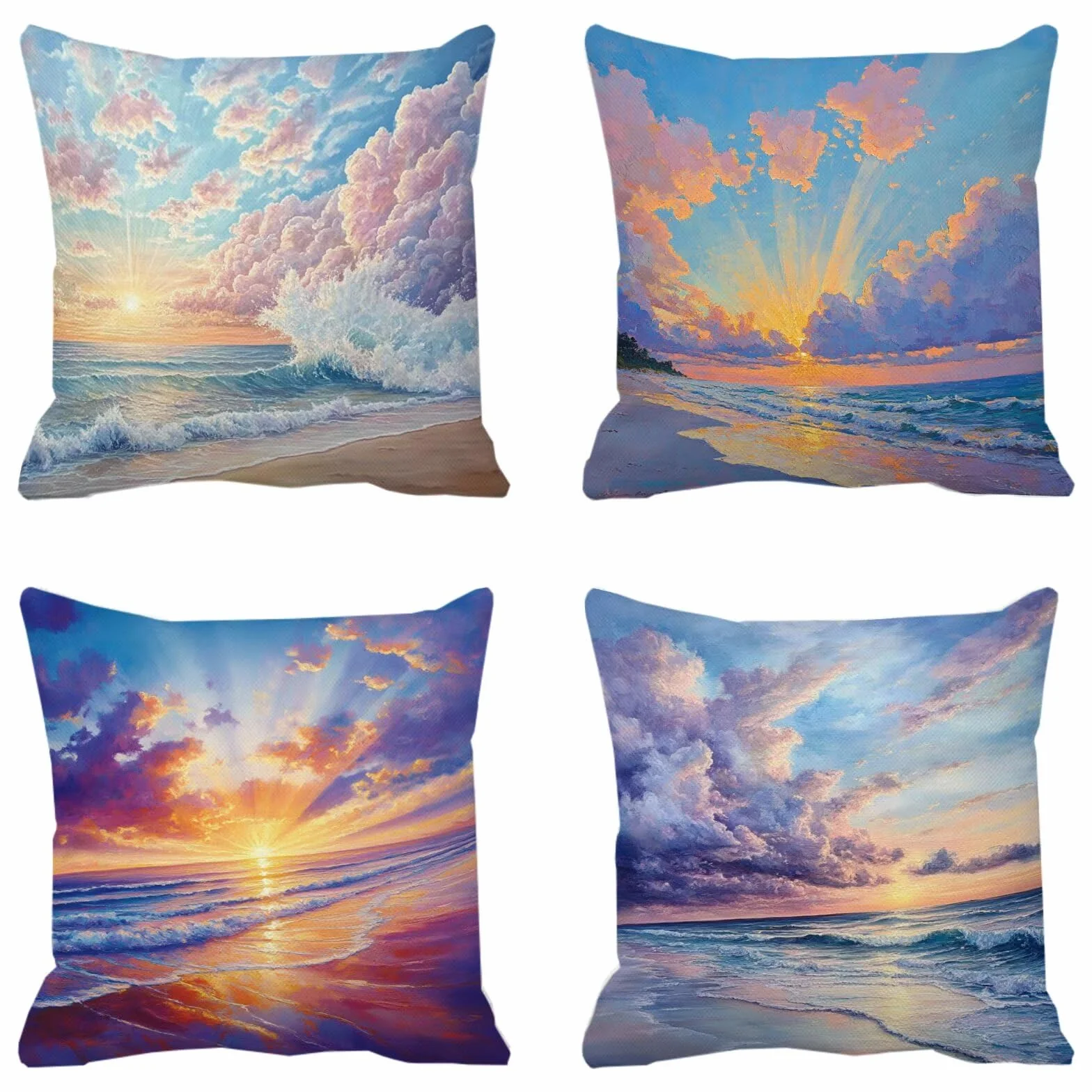 Cojines Sofa Fundas Cojines 50x50cm SúPer Suave Cojin Color naranja Atardecer Juego de 4, Fundas Almohada Impermeable Exterior, Interior Y Exterior Cojin Decorativos, Para SalóN Regalos NavideñOs P-65