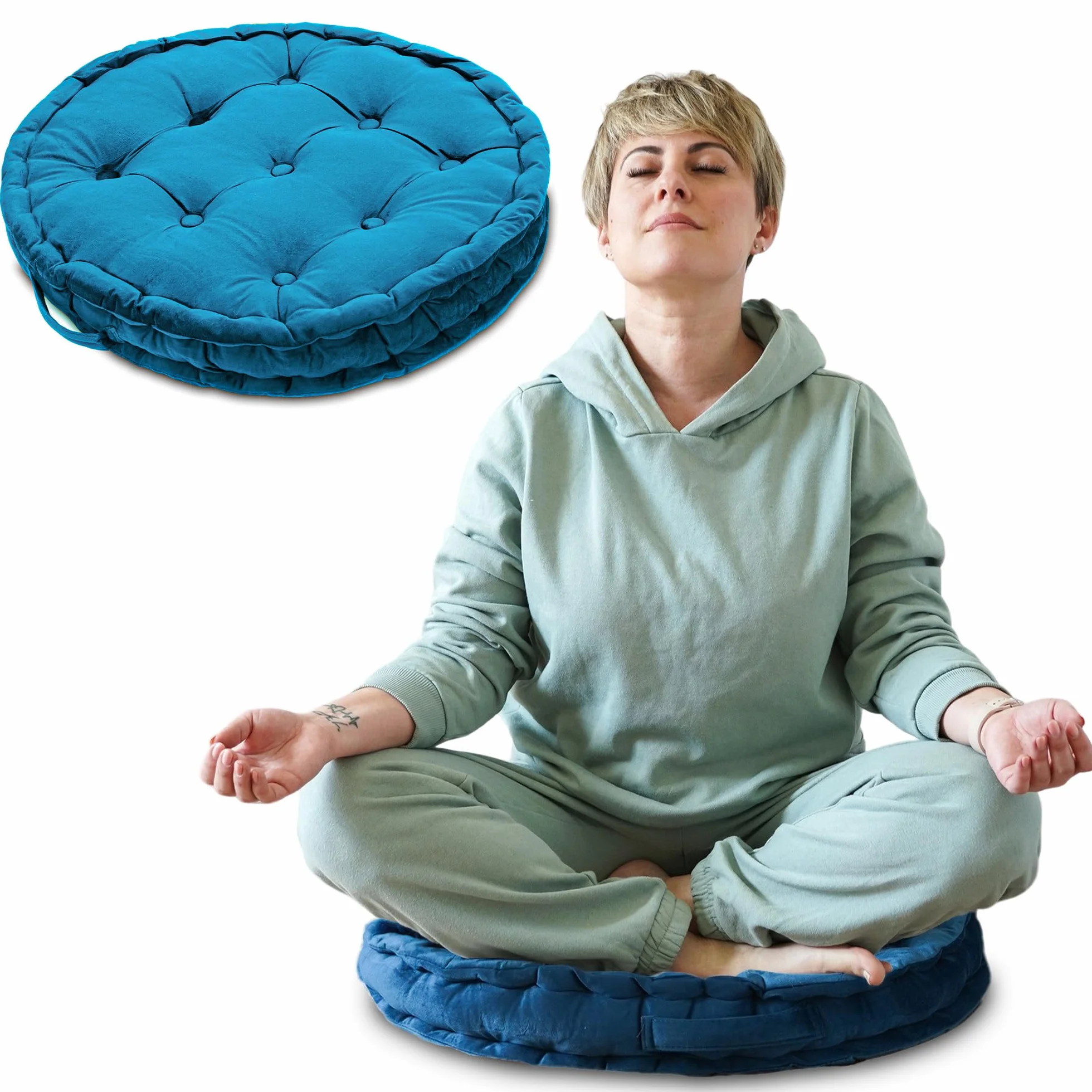 Cojín de meditación Yoga Zafu redondo ergonómico para relajación ejercicios bienestar interior exterior