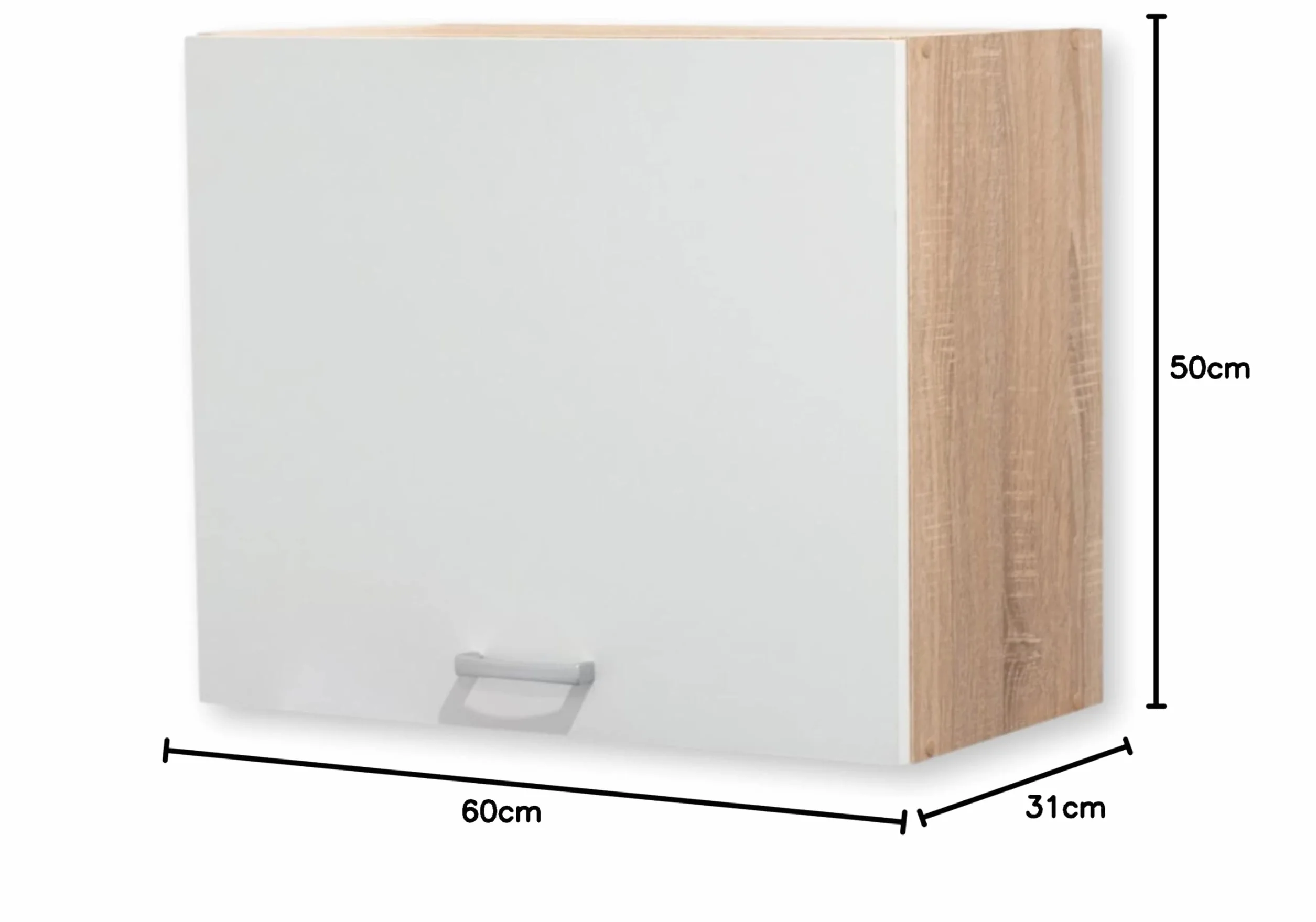 Stella Trading ANDY contemporáneo armario colgante para cocina con acabado en roble Sonoma y blanco mate, Amplio mueble con mucho espacio de almacenamiento, 60 x 50 x 31 cm (ancho/alto/profundo)
