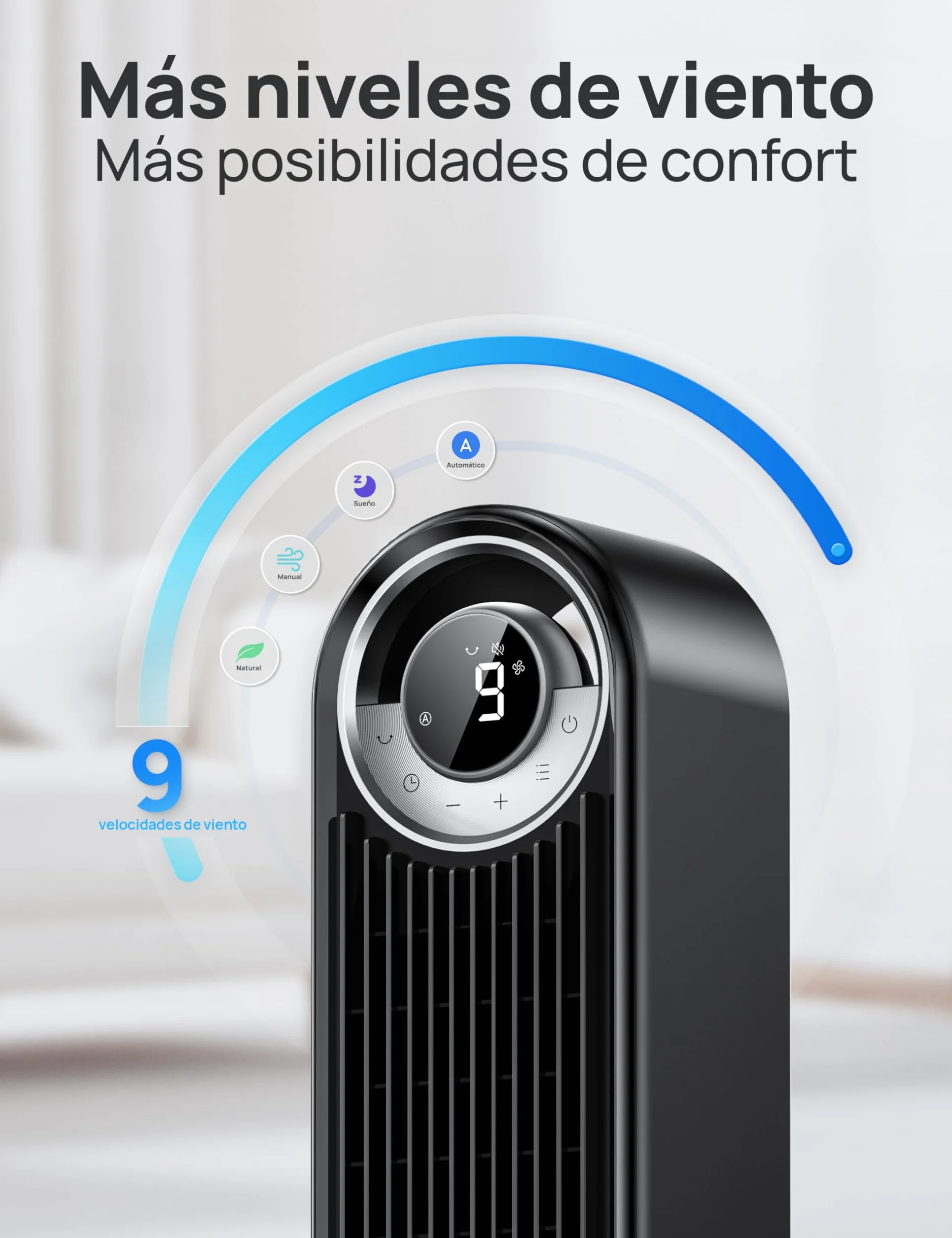 Dreo Ventilador de torre inteligente Cruiser Pro 106 cm, WiFi Alexa, oscilante de 90°, 9 ajustes de velocidad, temporizador de 12 horas, control APP, control por voz, mando a distancia, pantalla LED