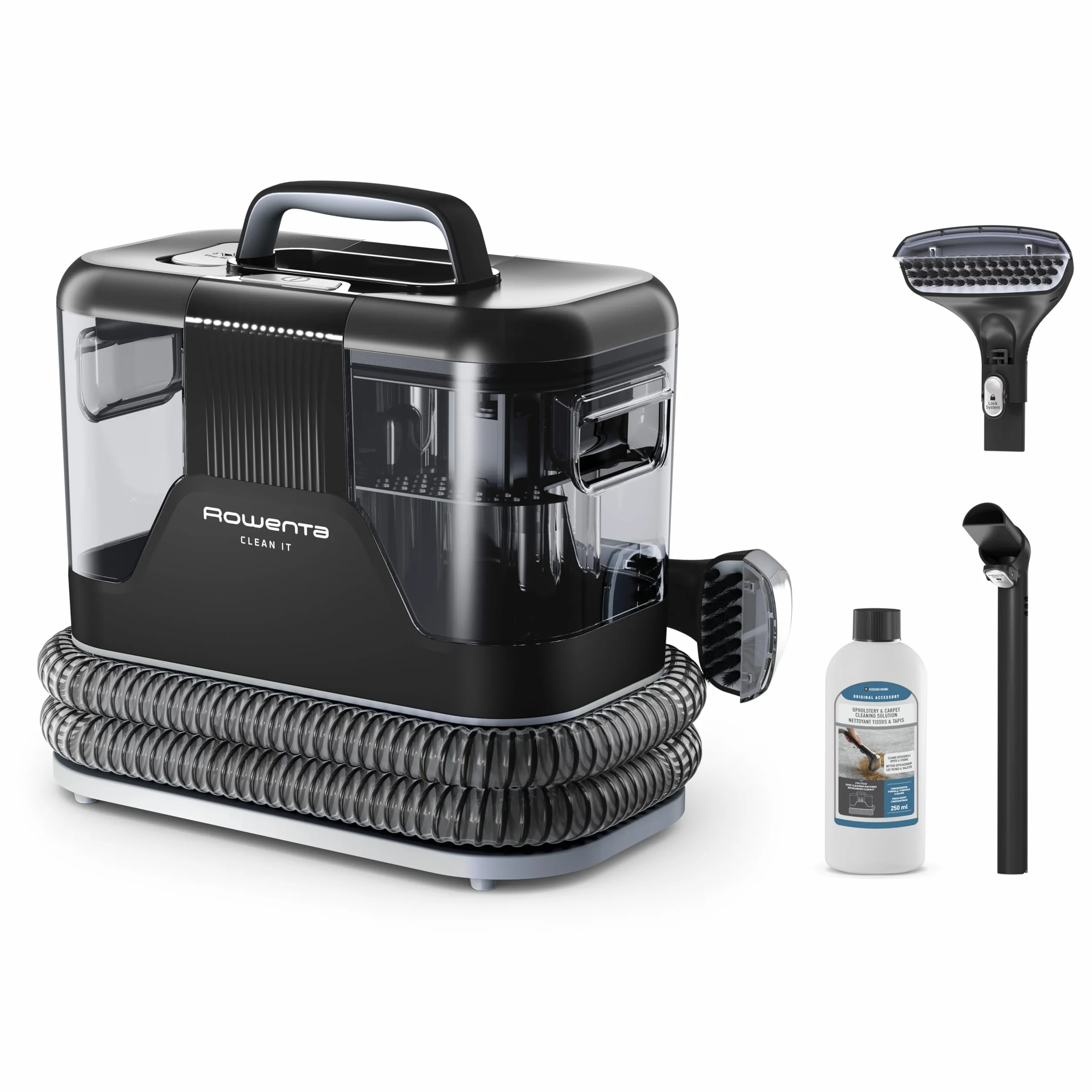 Rowenta Clean It, Aspirador de tapicerías Multiuso, Gran depósito extraíble de 1,8 L de Agua Limpia y 1,5 L de Agua Residual, Diseño Compacto, 12,5 kPa, 400 W, Autolimpieza, IN5010 (Reacondicionado)